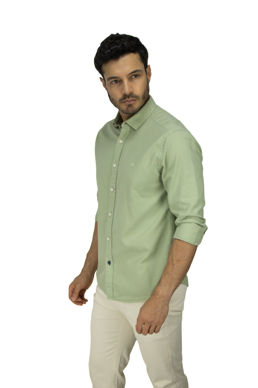 CAMISA MANGA LARGA OXFORD VERDE AGUA PARA HOMBRE
