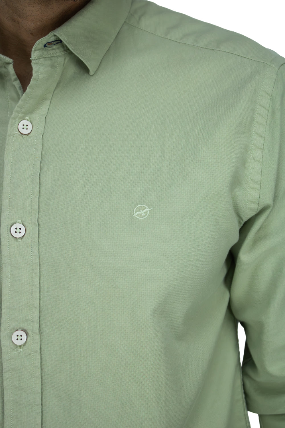 CAMISA MANGA LARGA OXFORD VERDE AGUA PARA HOMBRE