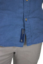 CAMISA LINO MANGA LARGA AZUL REY PARA HOMBRE