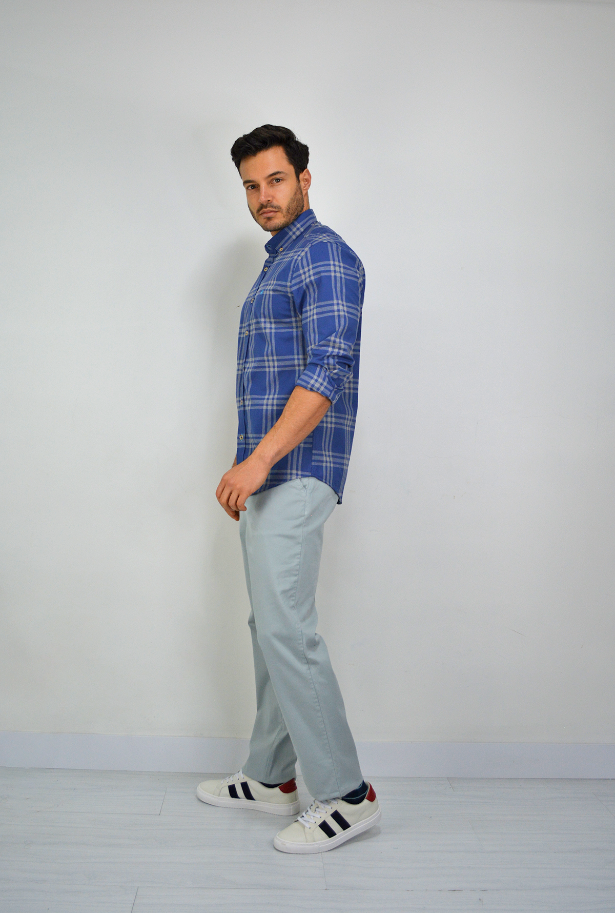Camisa manga larga azul para hombre DMCMLC04
