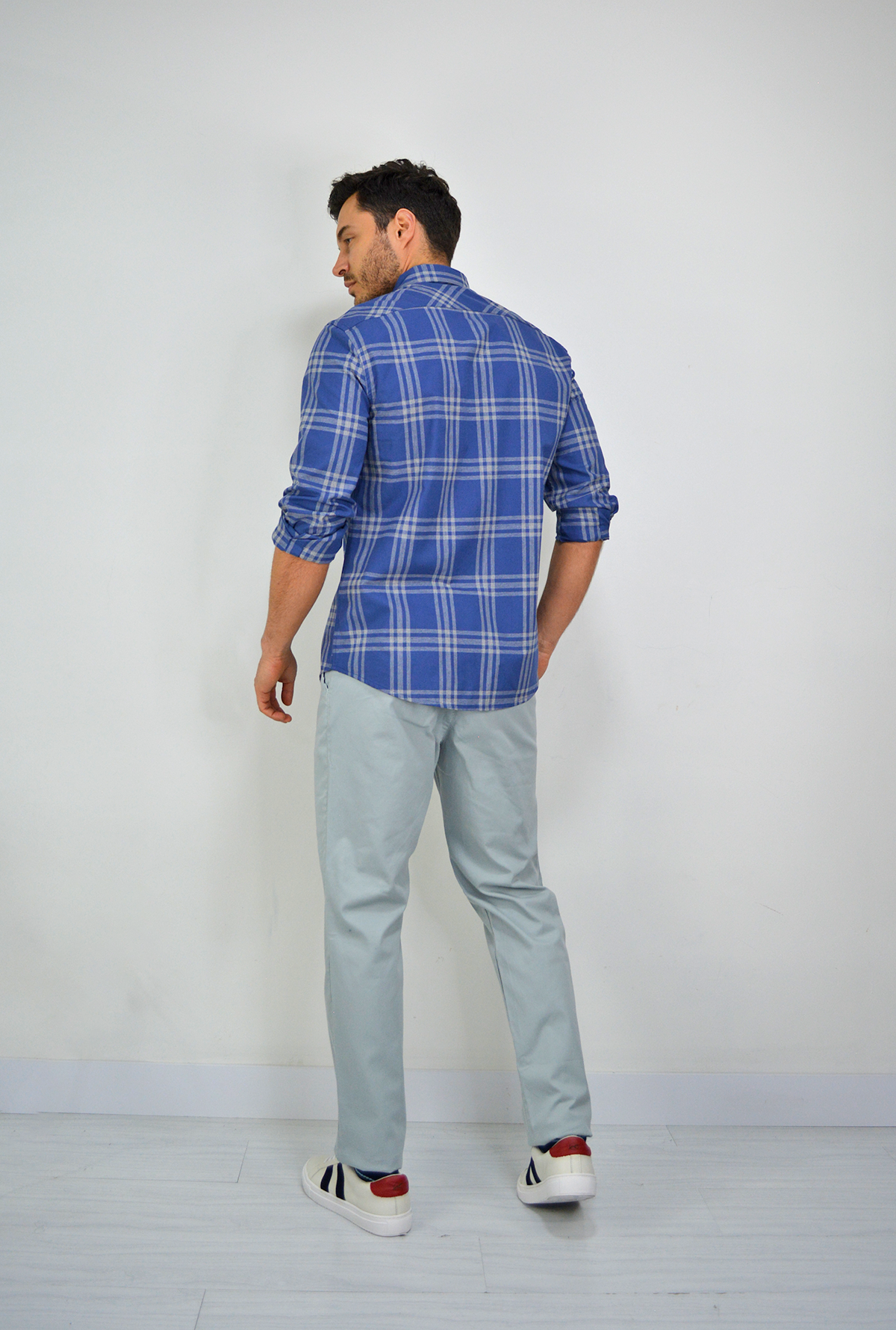Camisa manga larga azul para hombre DMCMLC04