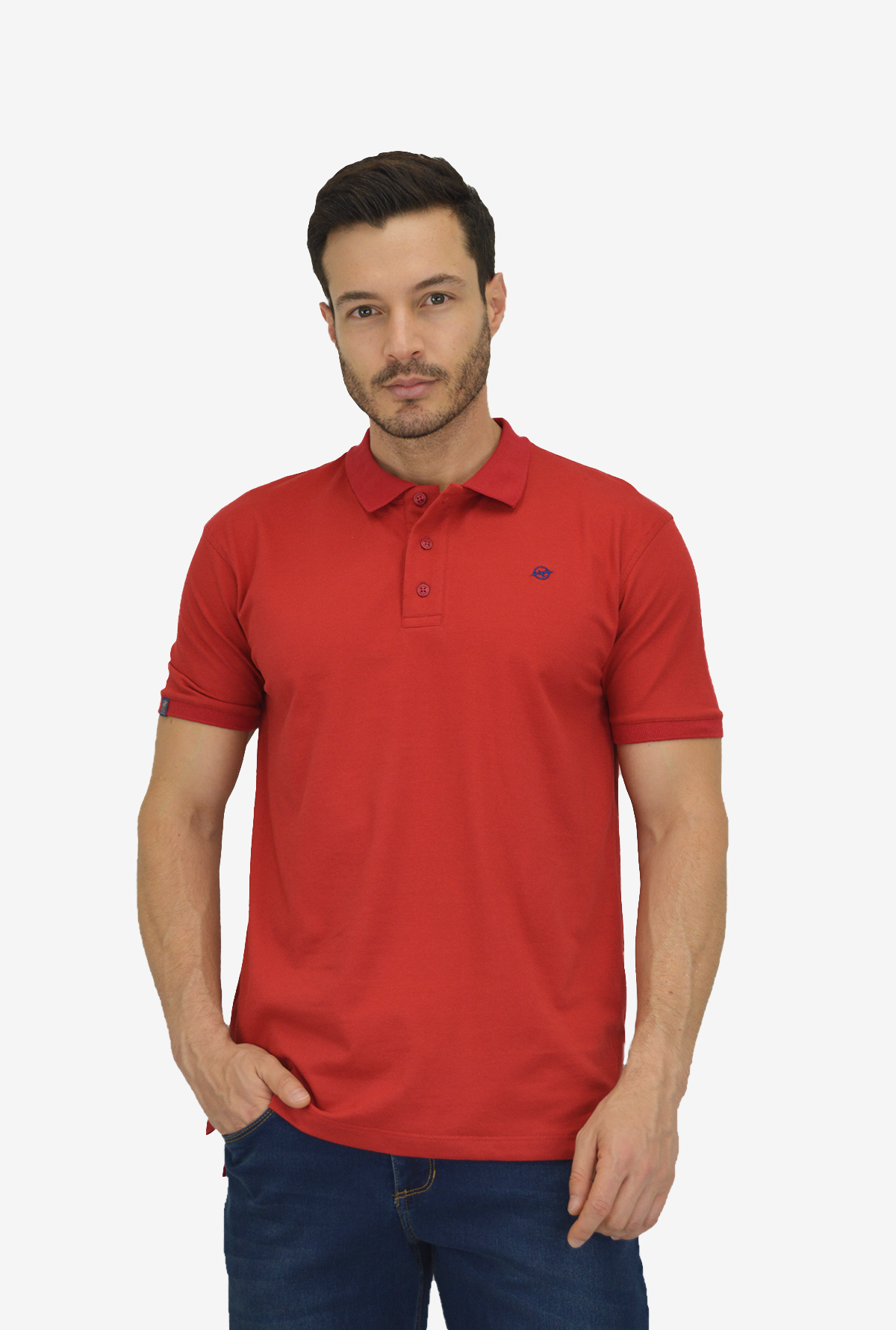 Camiseta Tipo Polo Para Hombre Rojo CPB04
