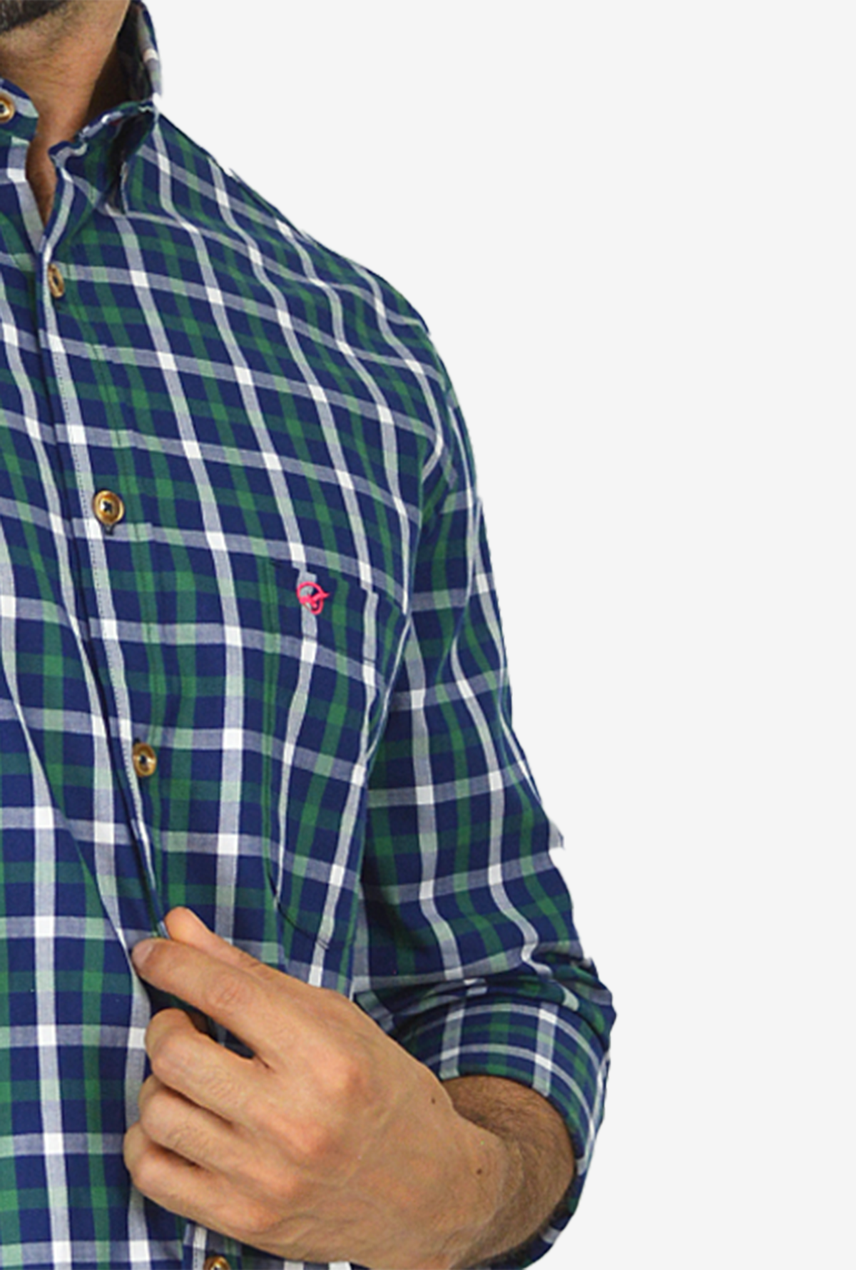 Camisa manga larga a cuadros azul para Hombre CML3105