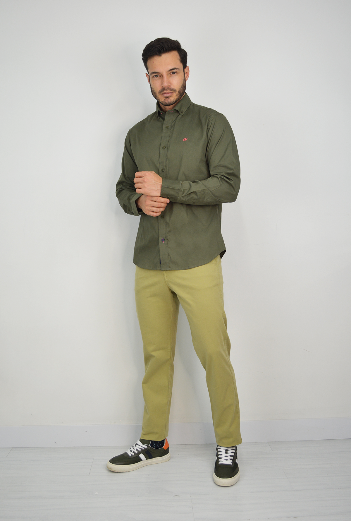 Camisa manga larga Verde  para hombre DMCML01-009