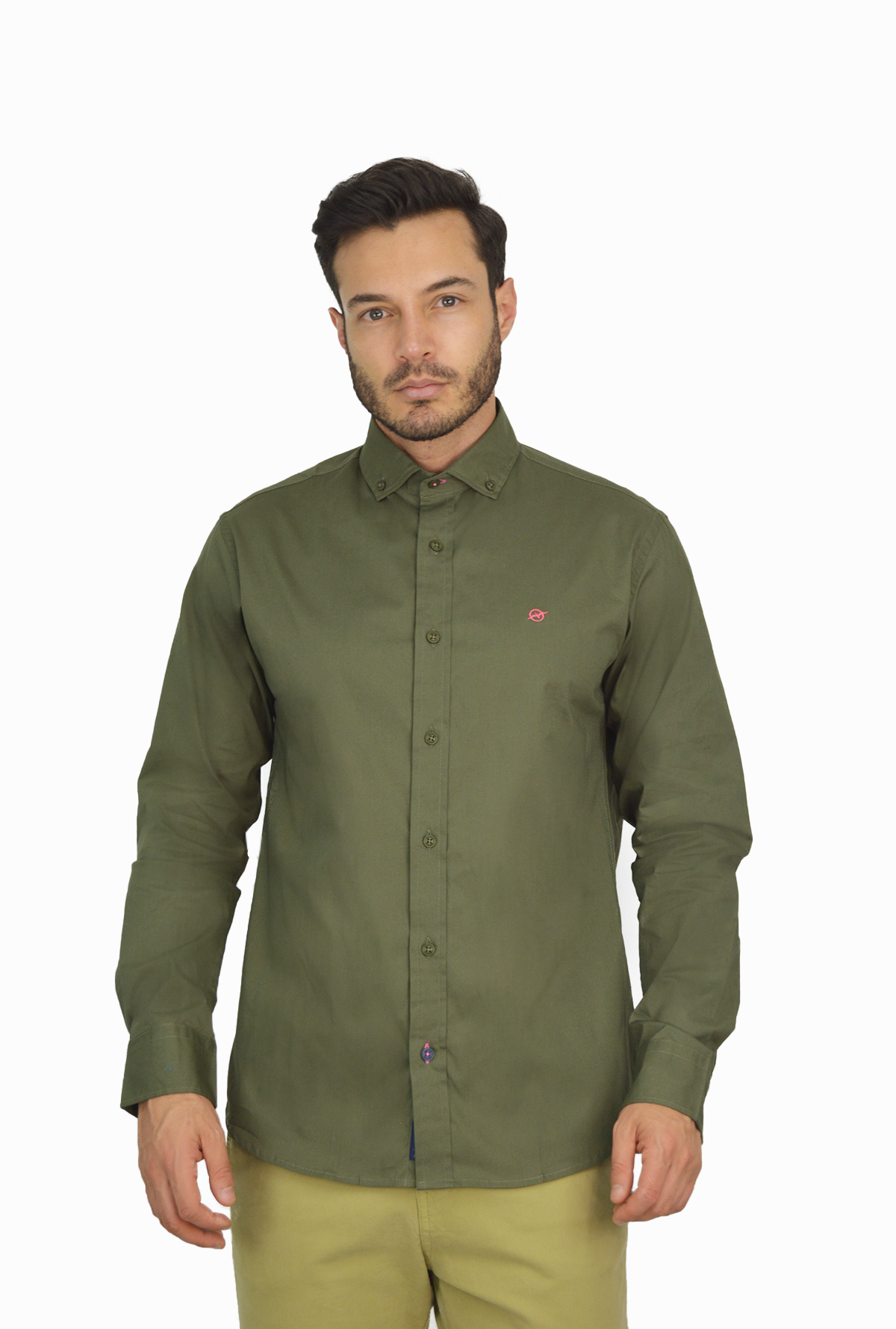 Camisa manga larga Verde  para hombre DMCML01-009