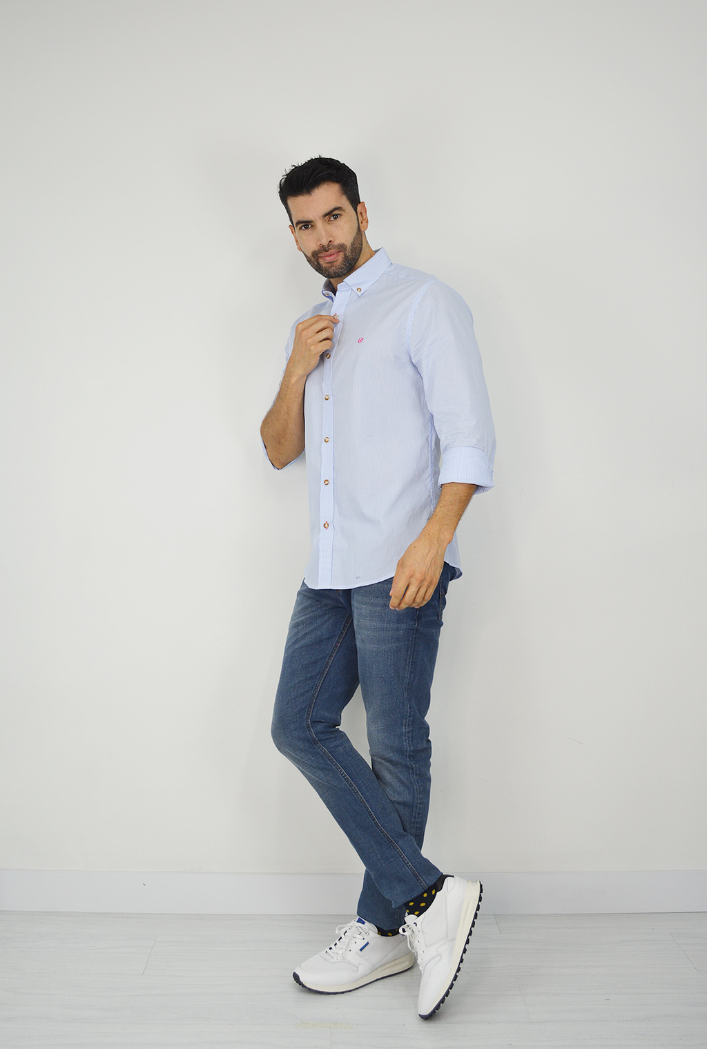 Camisa Manga Larga Azul Claro para Hombre CML3074