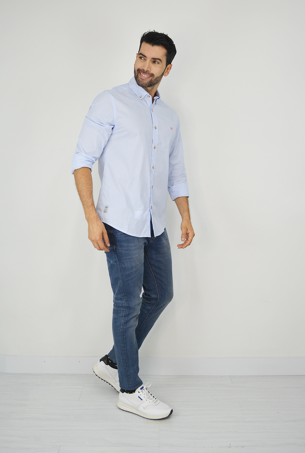 Camisa Manga Larga Azul Claro para Hombre CML3074