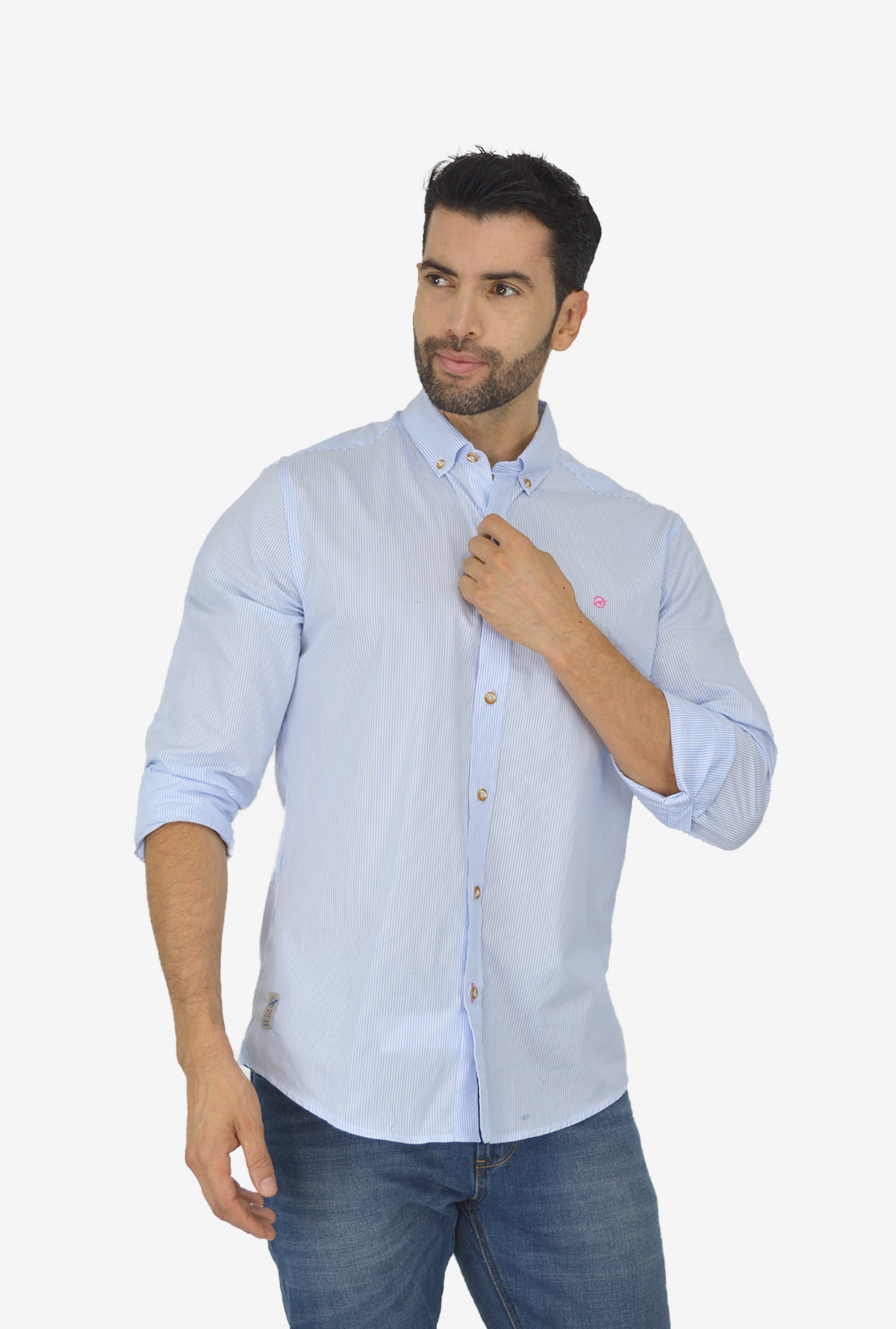 Camisa azul top claro hombre