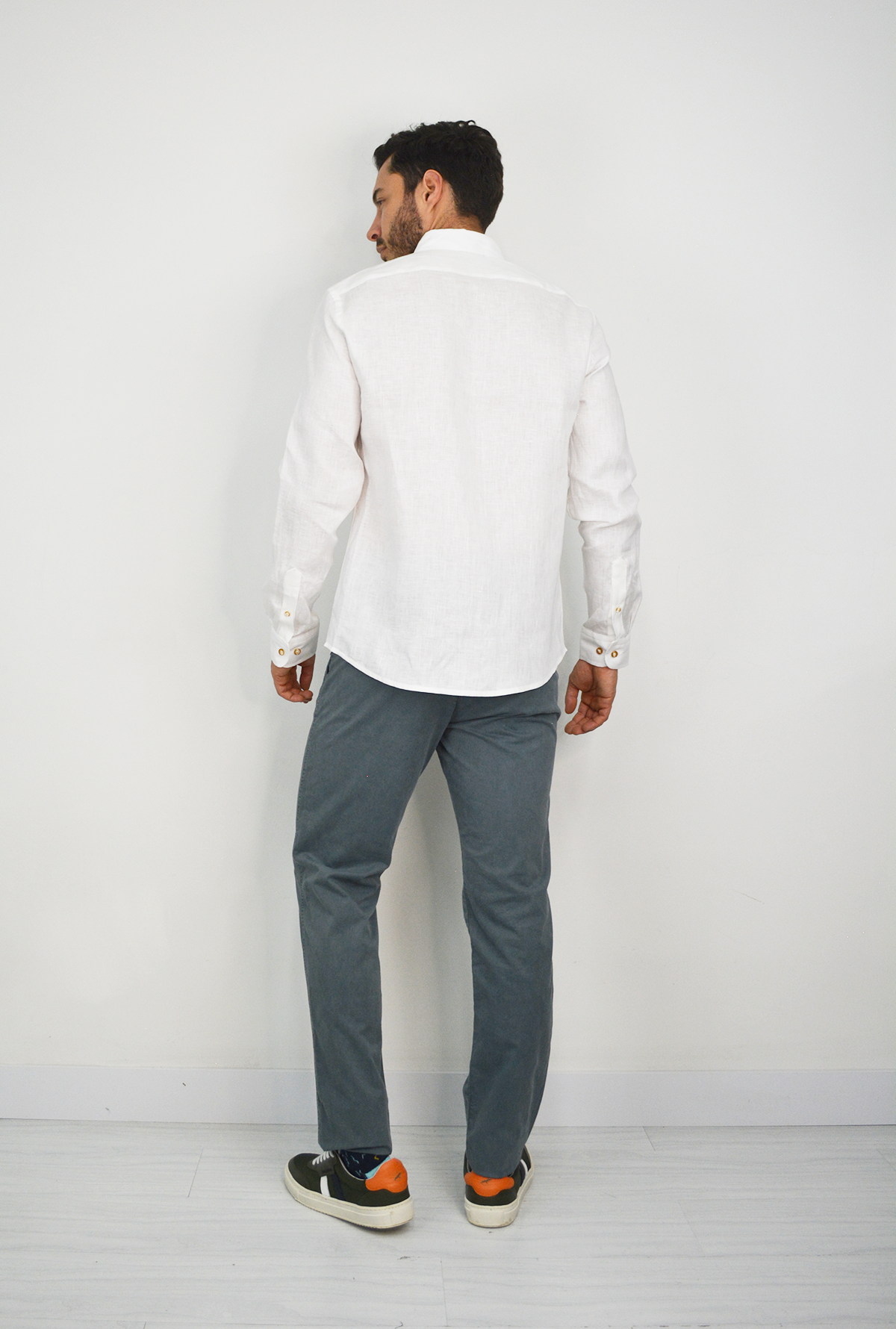 Camisa Manga Larga de Lino Blanca para Hombre CML3053