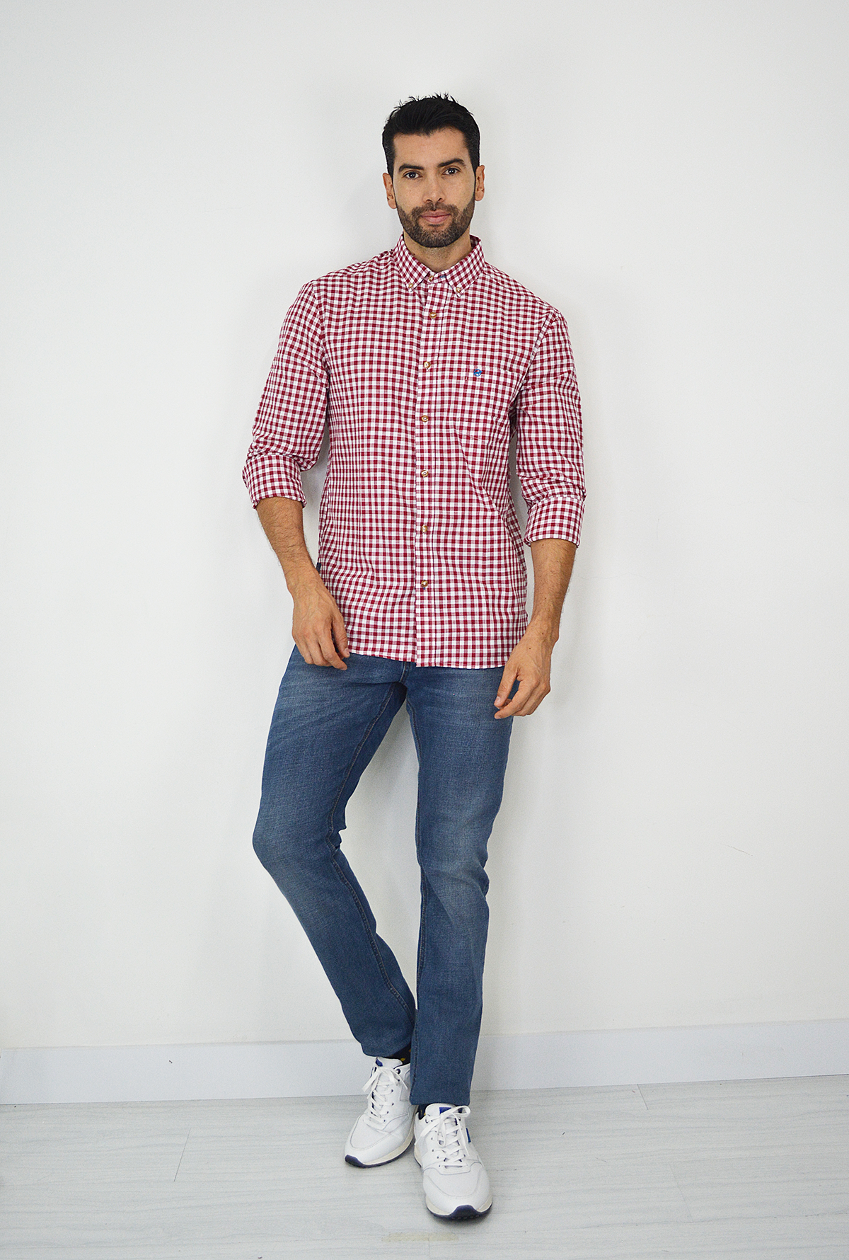 Camisa manga larga a cuadros Roja CML3123