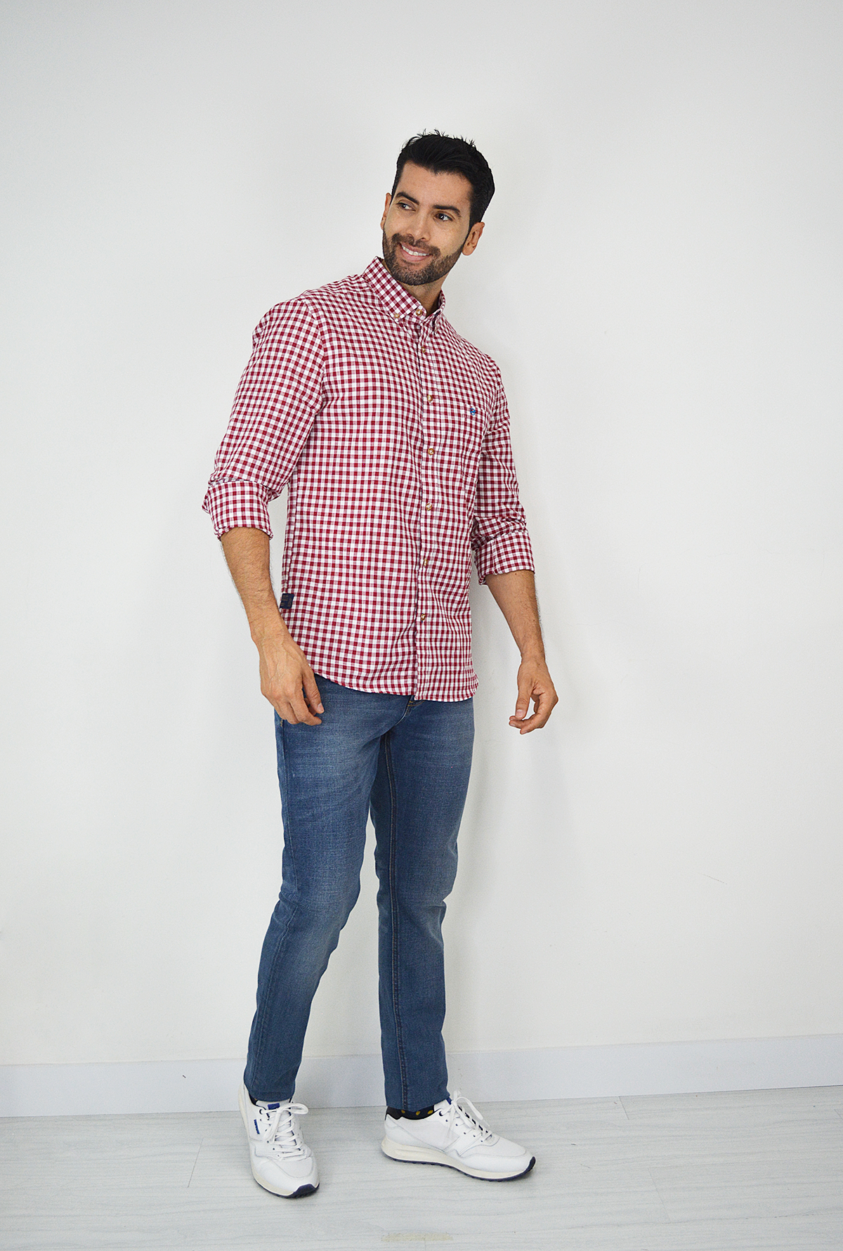 Camisa manga larga a cuadros Roja CML3123