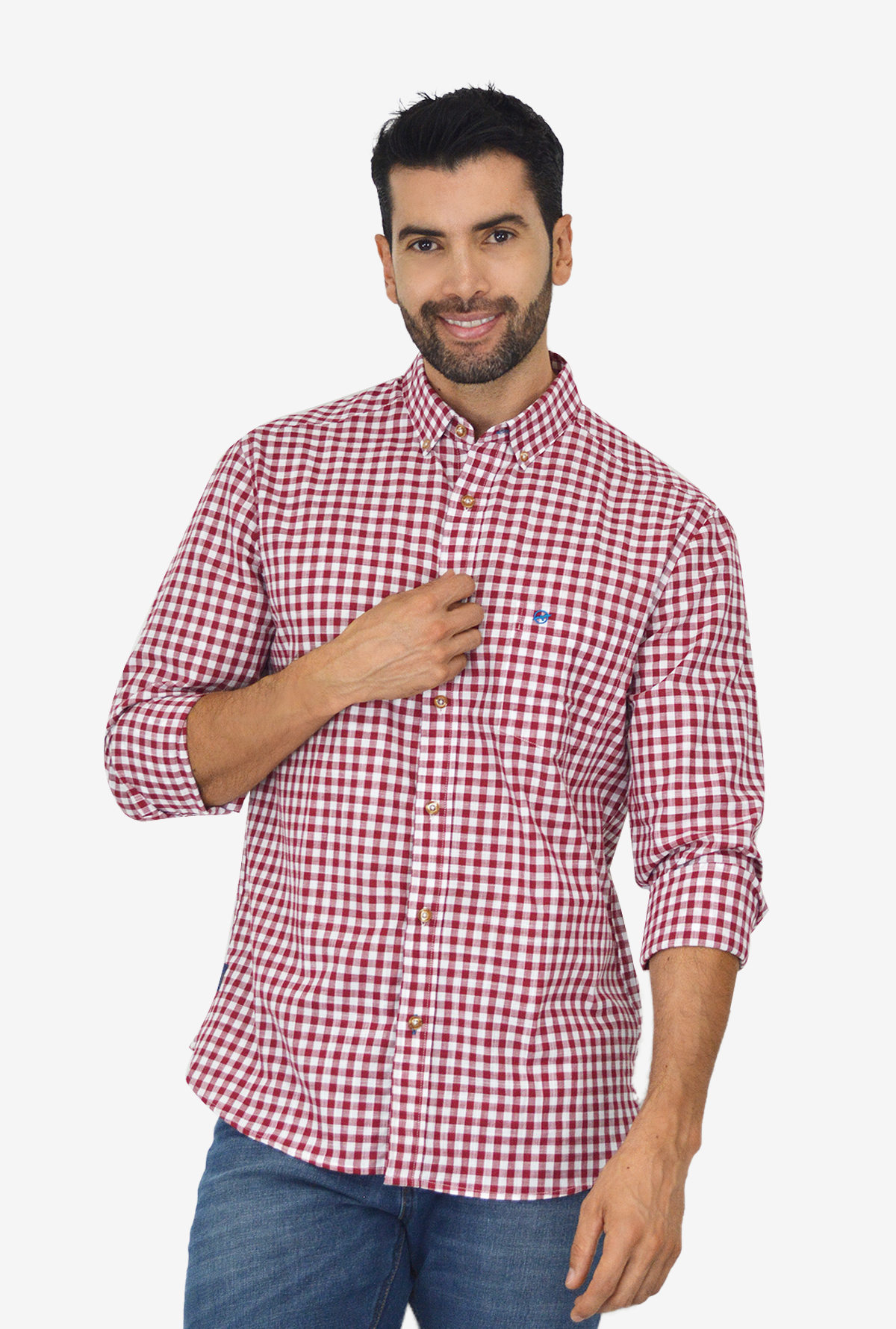 Camisa manga larga a cuadros Roja CML3123