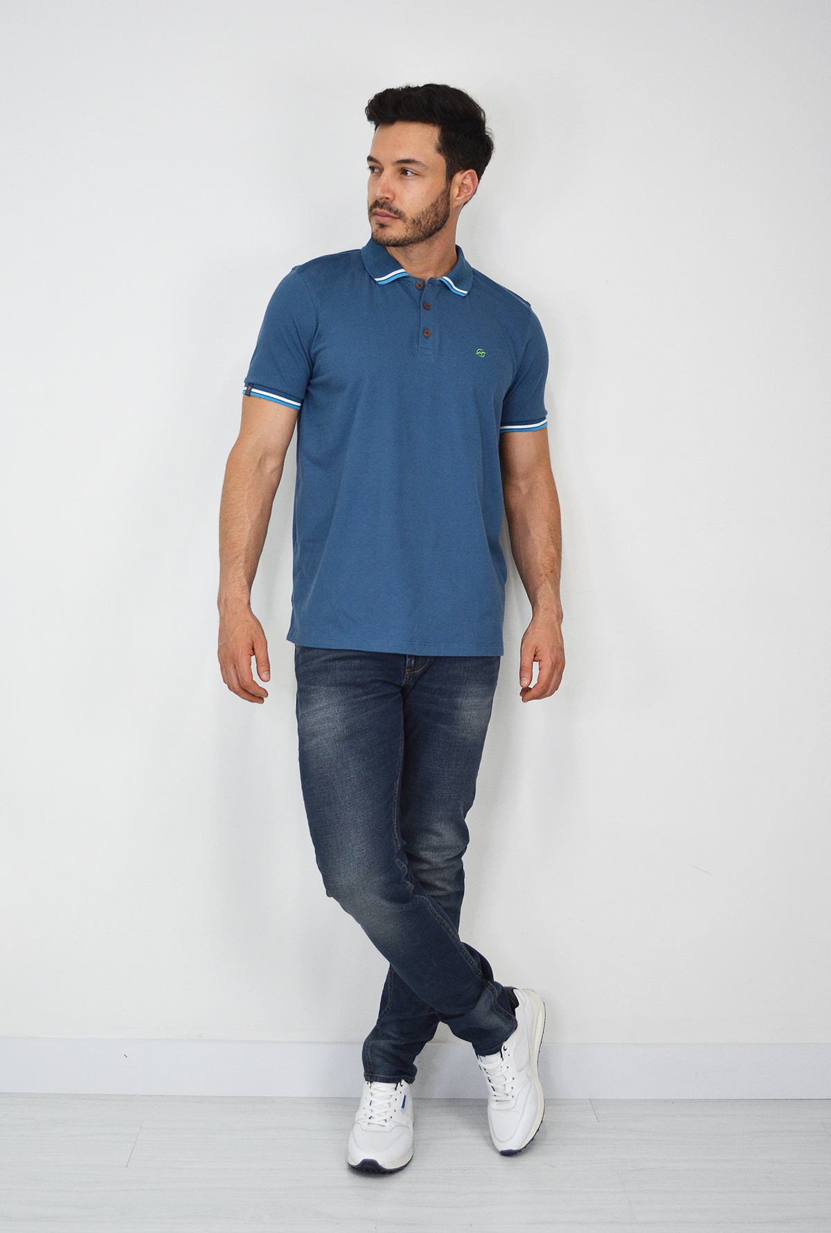 Camiseta de hombre tipo poloAzul  CP011-108