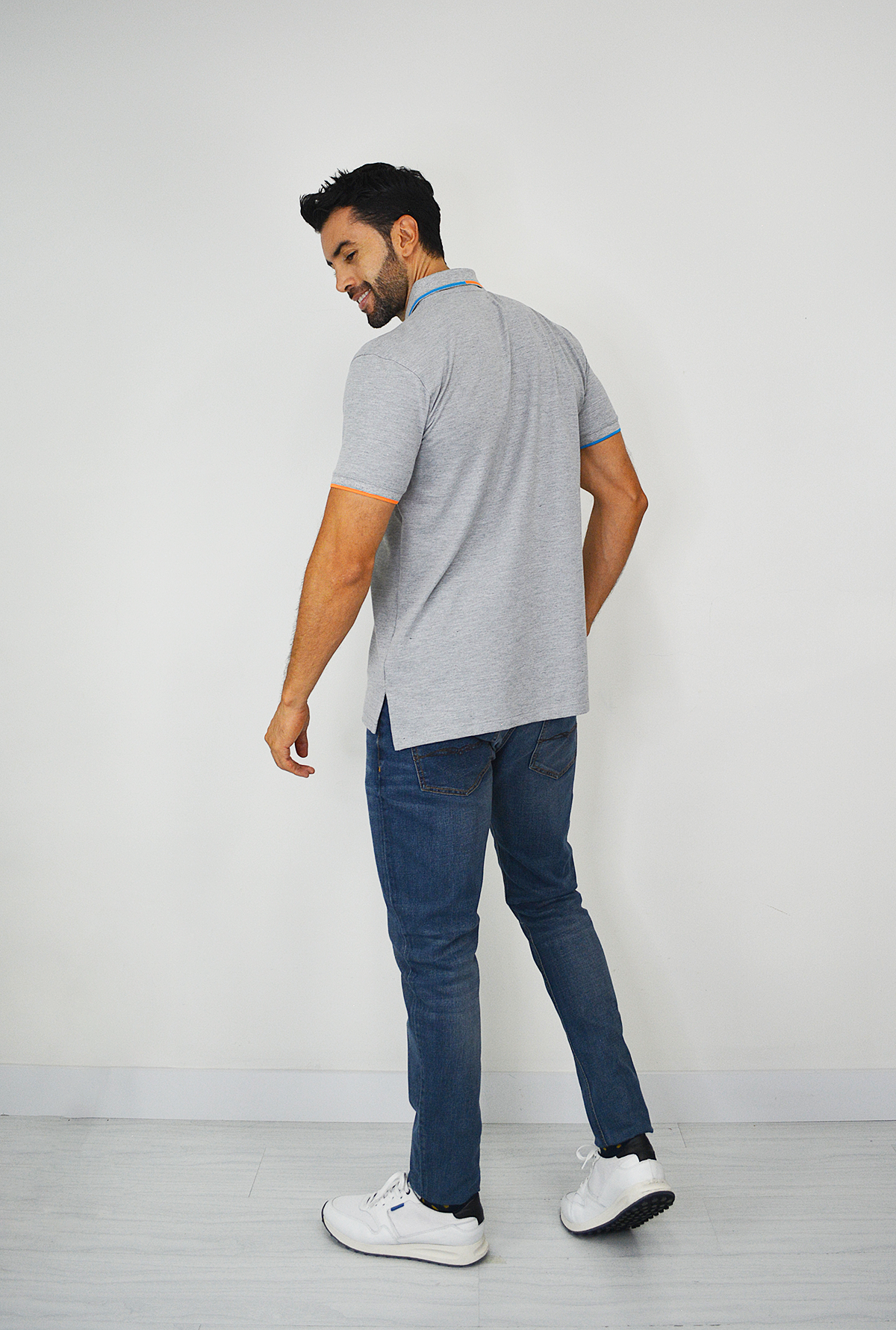 Camiseta Tipo Polo Para Hombre Gris CPB021