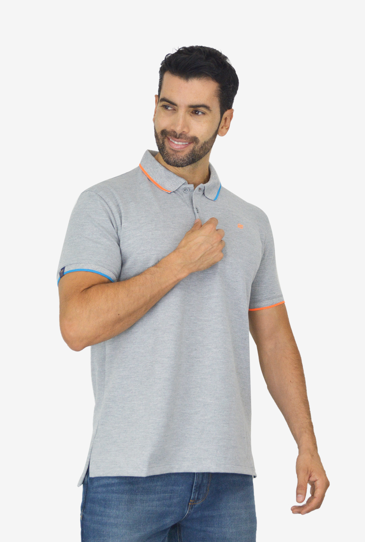 Camiseta Tipo Polo Para Hombre Gris CPB021