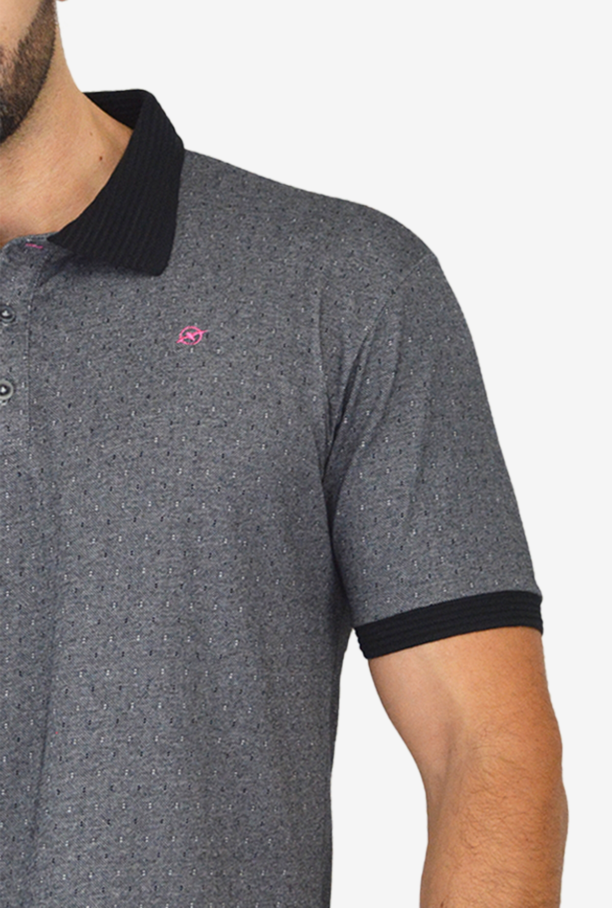 Camiseta tipo polo con tejido brasileño  negra para Hombre CPB025