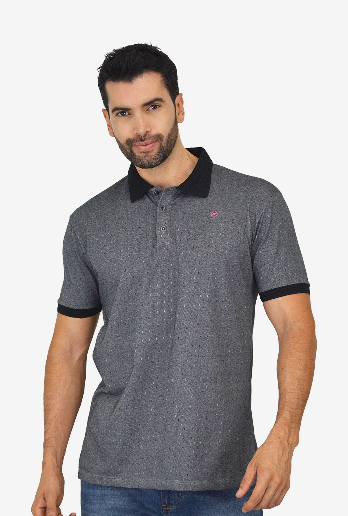 Camiseta tipo polo con tejido brasileño  negra para Hombre CPB025