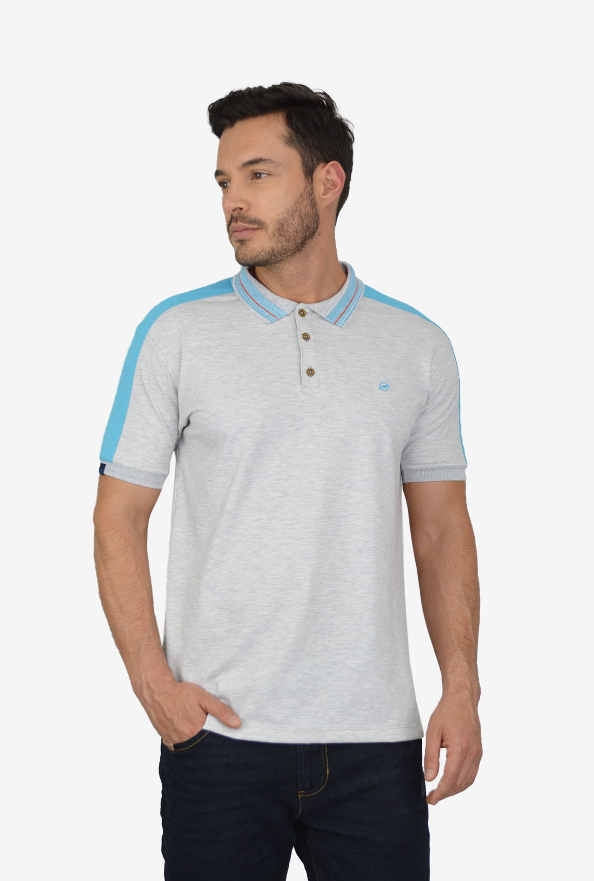 Camiseta Tipo Polo Gris Para Hombre DMP011