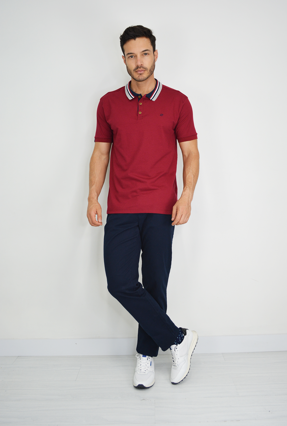 Camiseta Tipo Polo Roja Para Hombre  DMM09-017