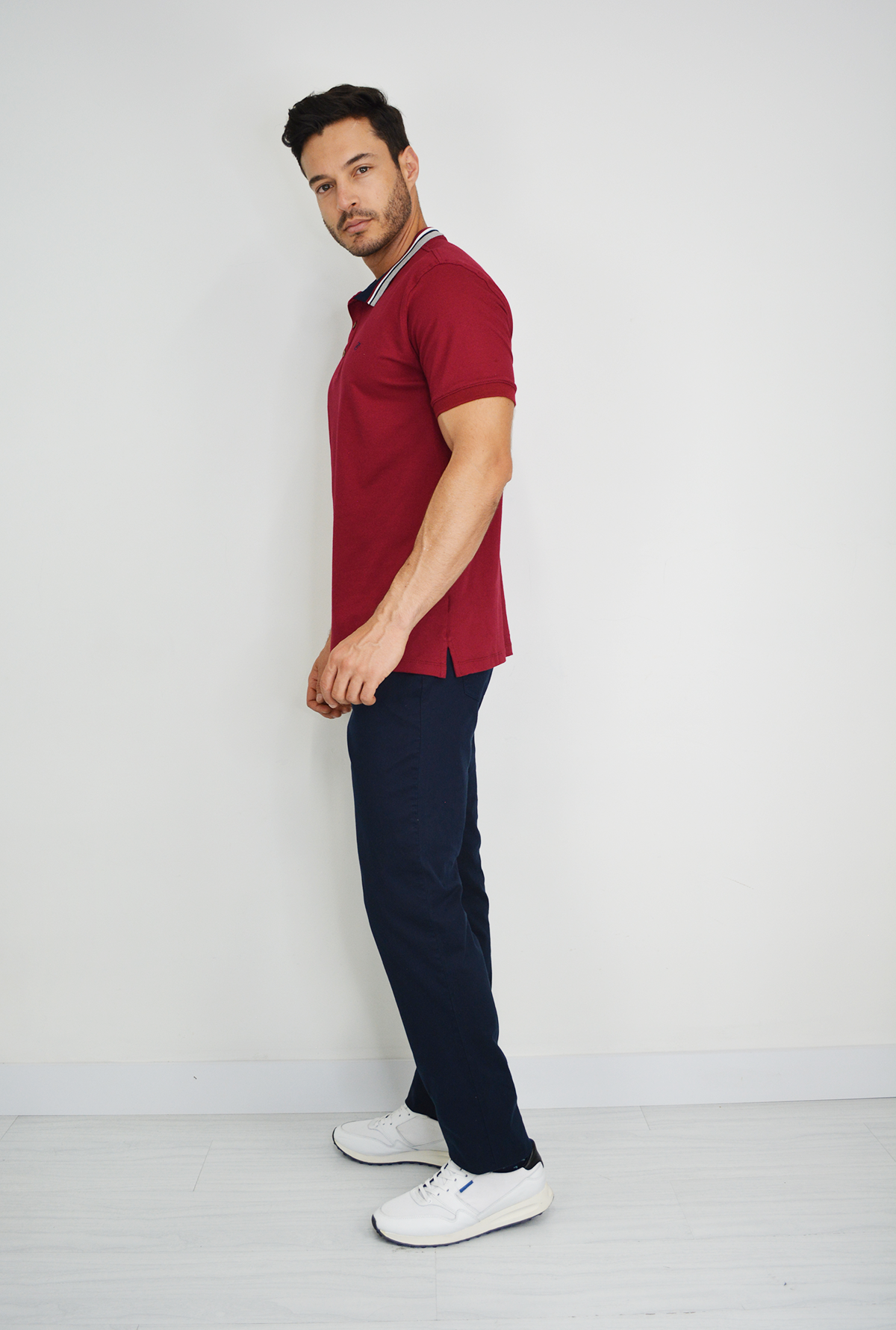 Camiseta Tipo Polo Roja Para Hombre  DMM09-017