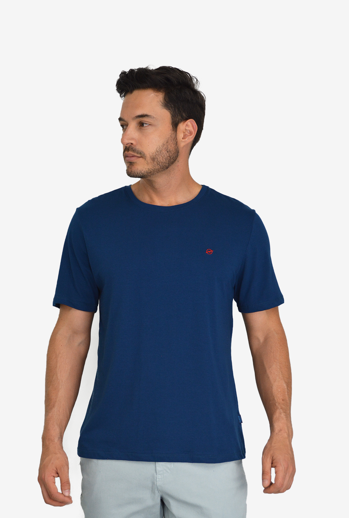 Camiseta Básica Azul Medio Para Hombre TSB002