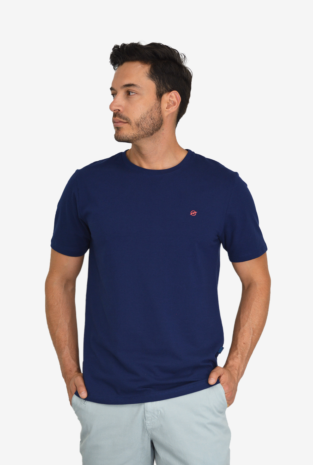 Camiseta Básica Azul Oscuro Para Hombre TSB002