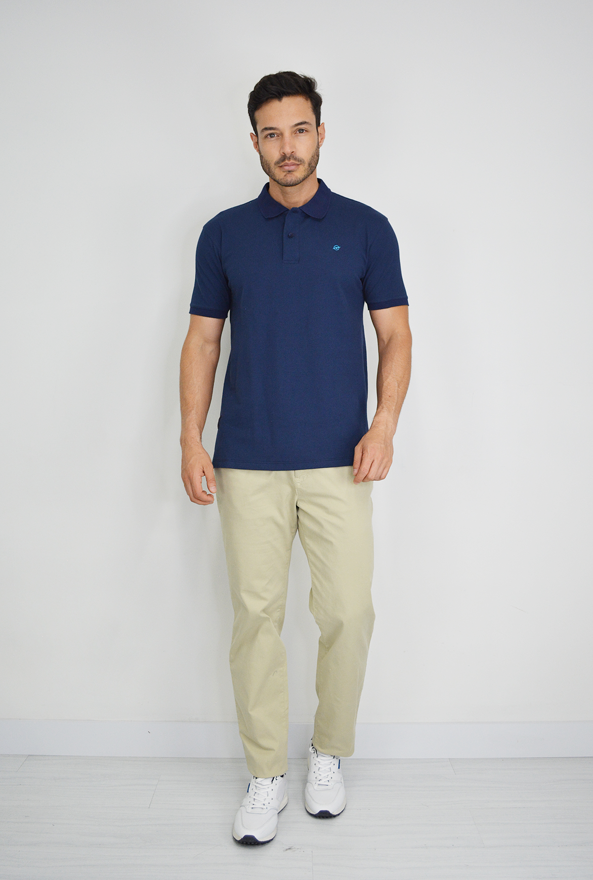 Camiseta Azul Oscura  Tipo Polo Para Hombre CPB08