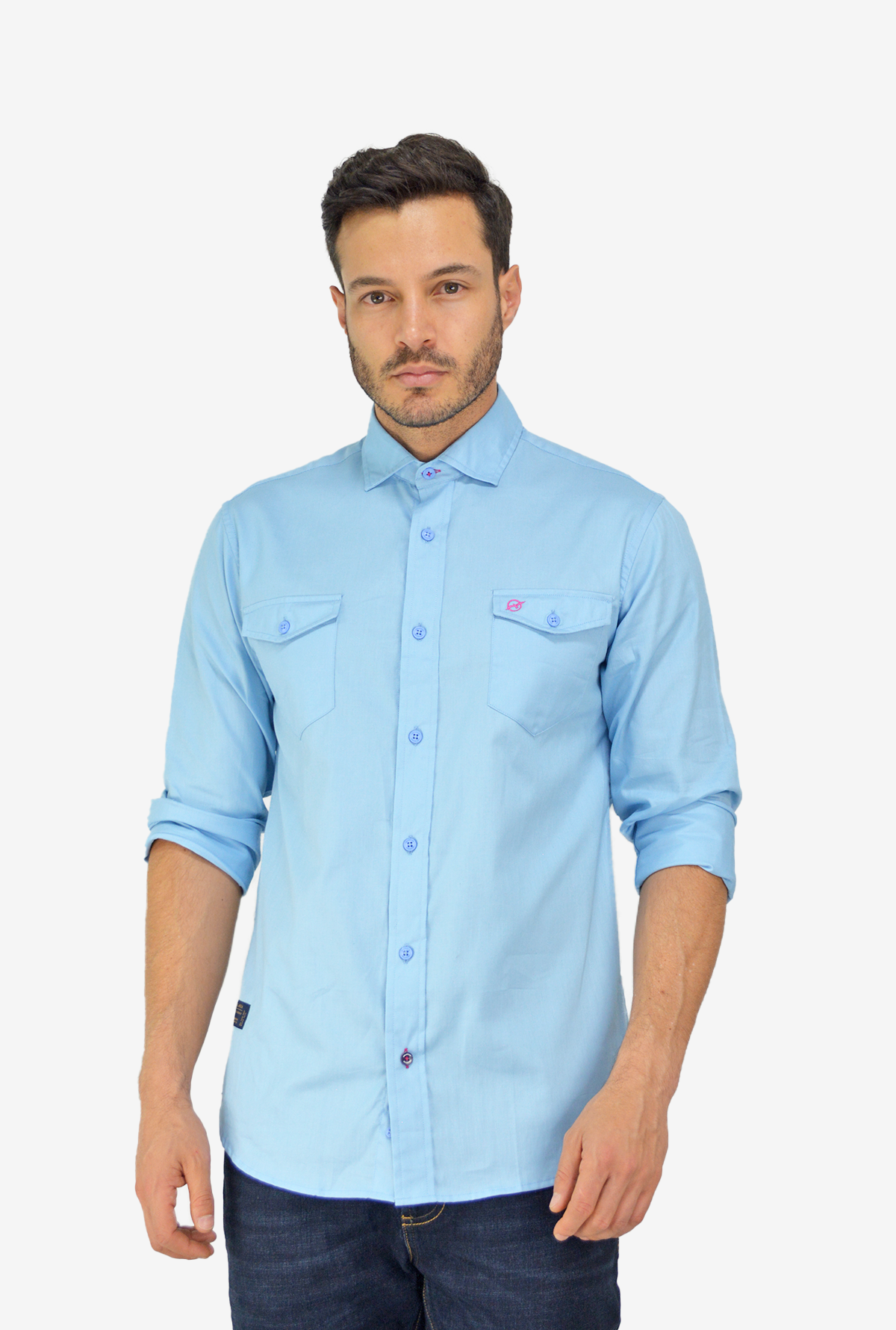 Camisa Manga Larga Azul para Hombre CBML3055