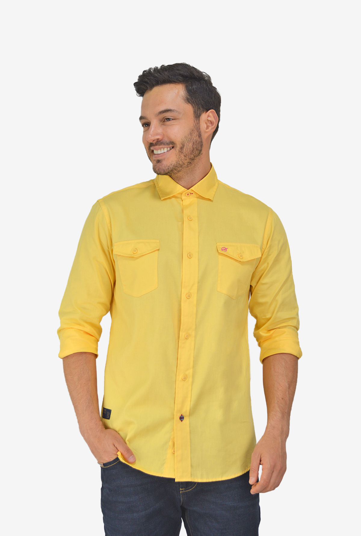 Camisa Manga Larga Amarilla Para hombre CBML3055 – Delascar