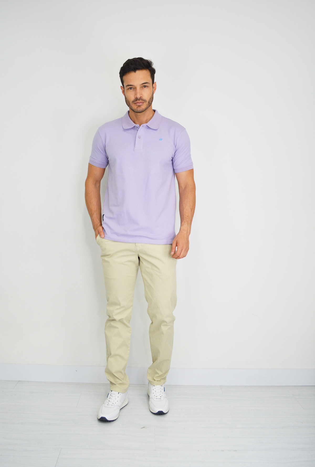 Camiseta Lila Tipo Polo Para Hombre CPB08