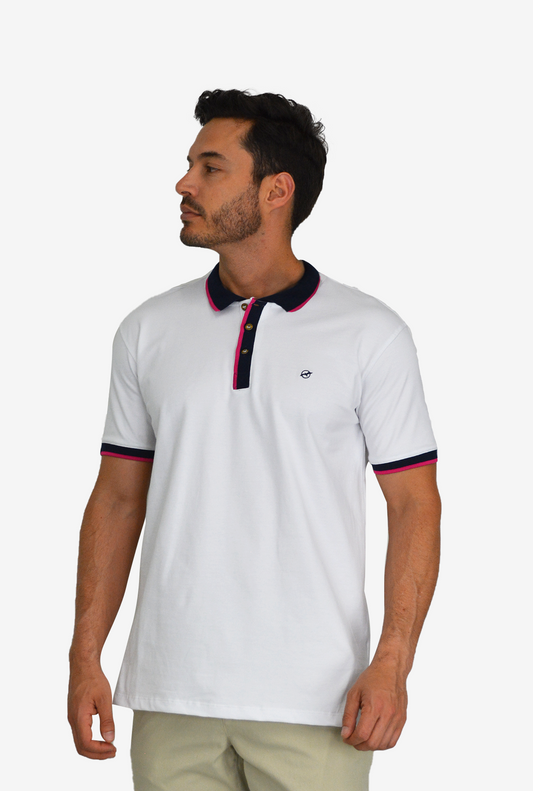 Camiseta Tipo Polo Blanca para Hombre DMP013