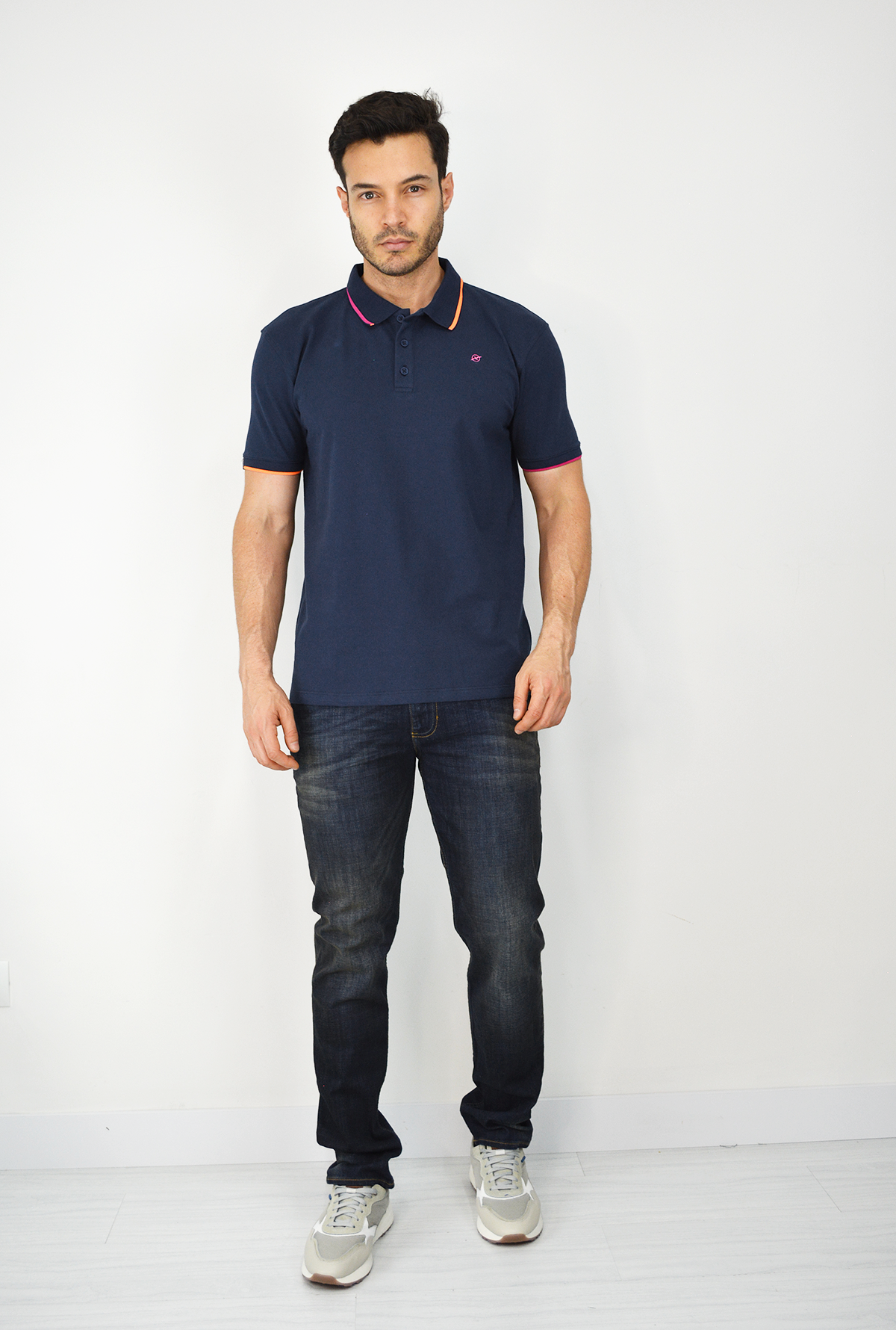 Camiseta Tipo Polo Para Hombre Azul  CPB021