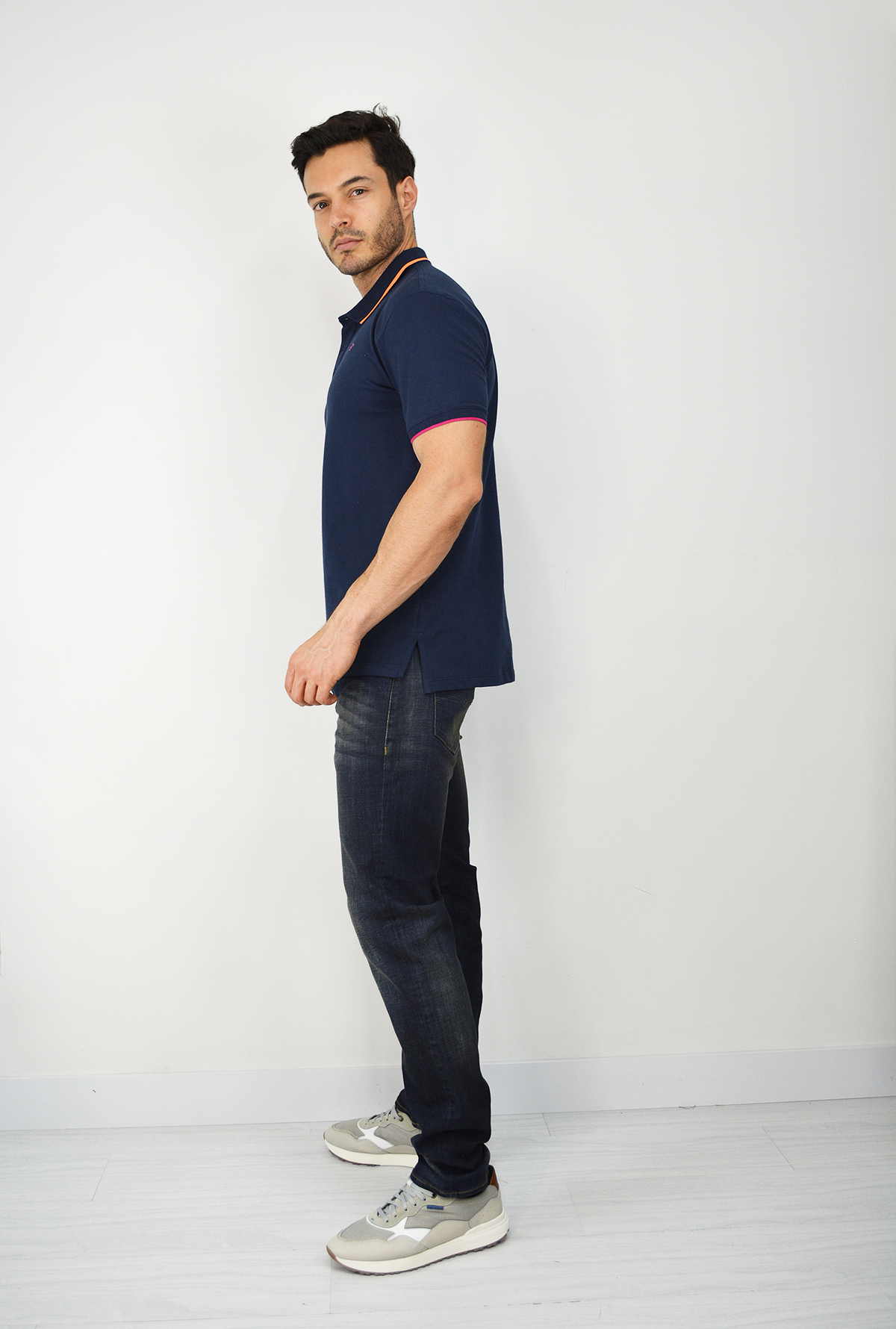 Camiseta Tipo Polo Para Hombre Azul  CPB021