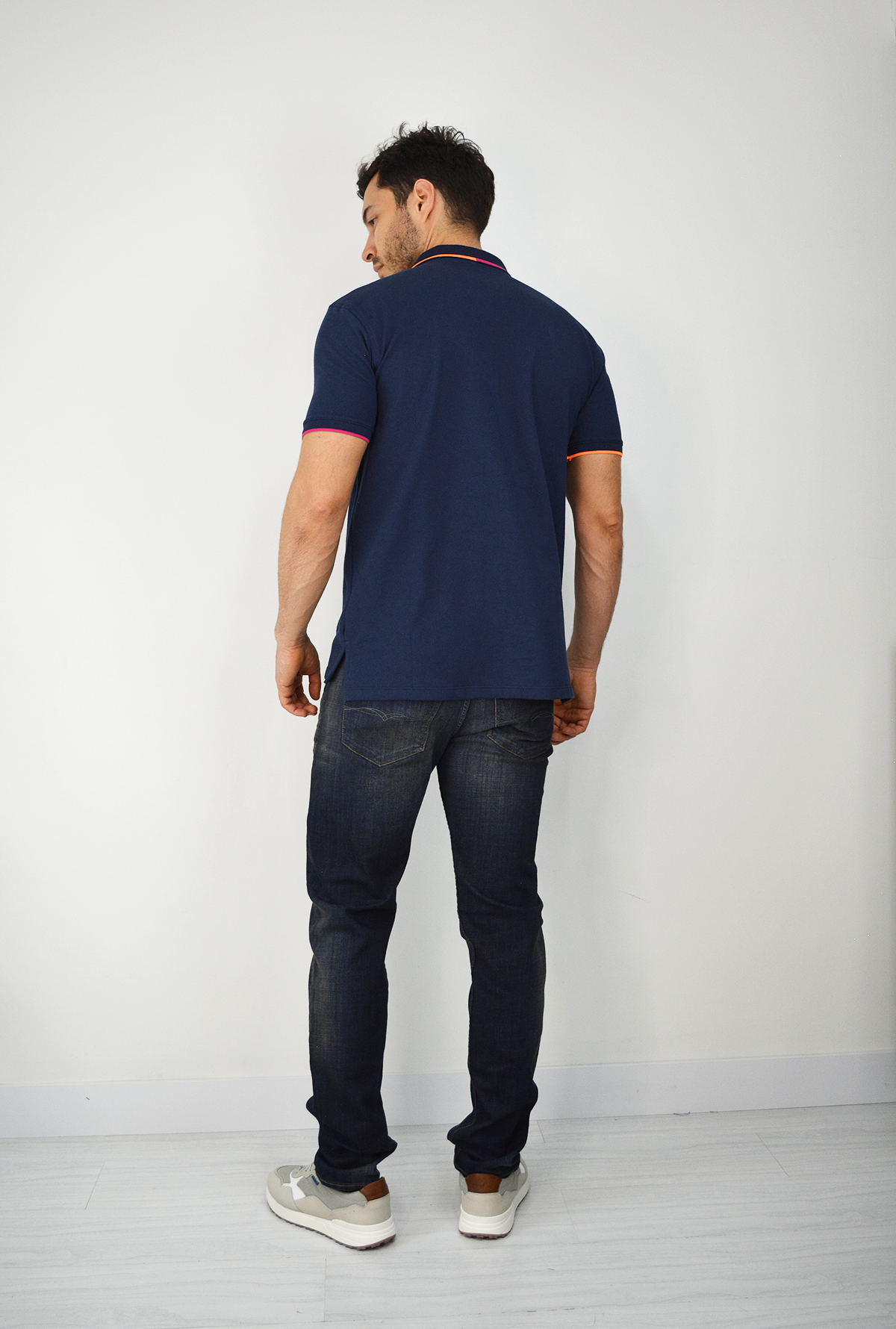 Camiseta Tipo Polo Para Hombre Azul  CPB021