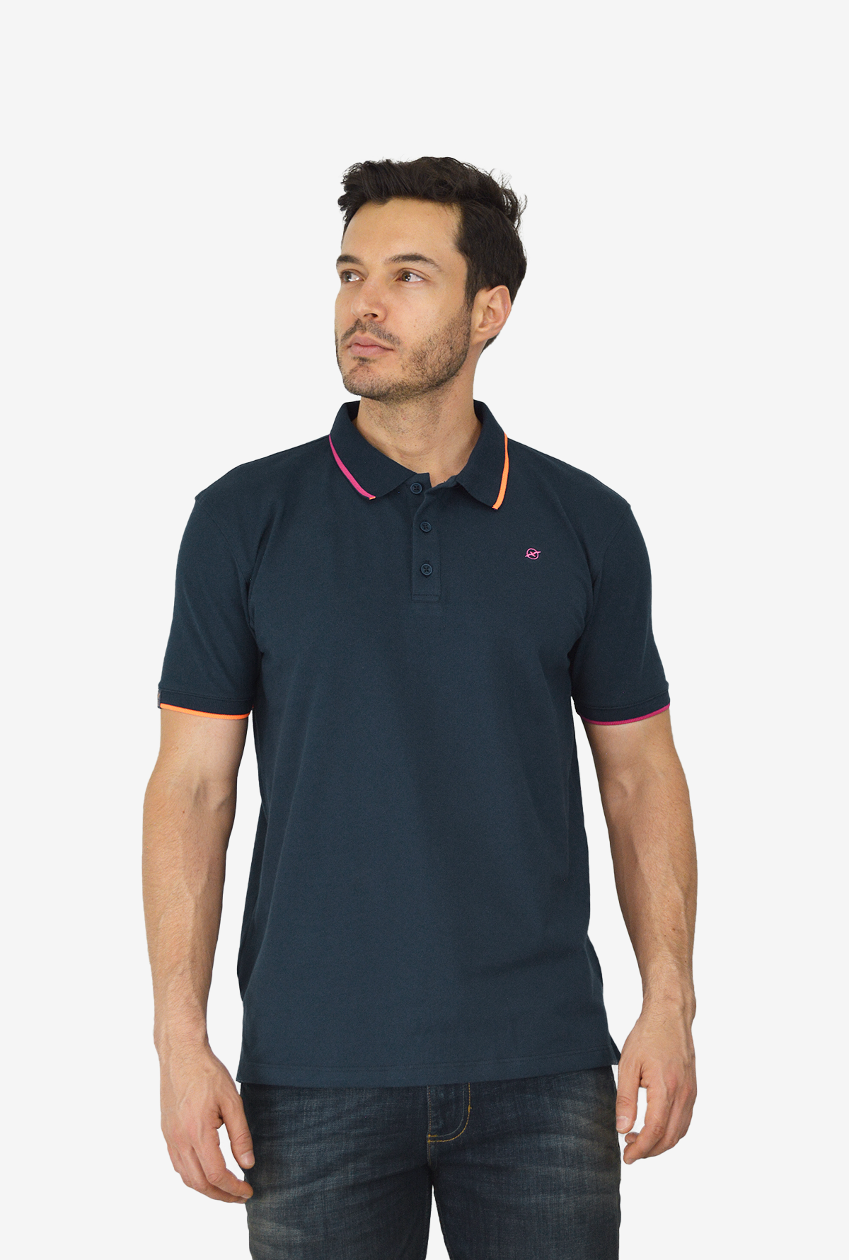 Camiseta Tipo Polo Para Hombre Azul  CPB021