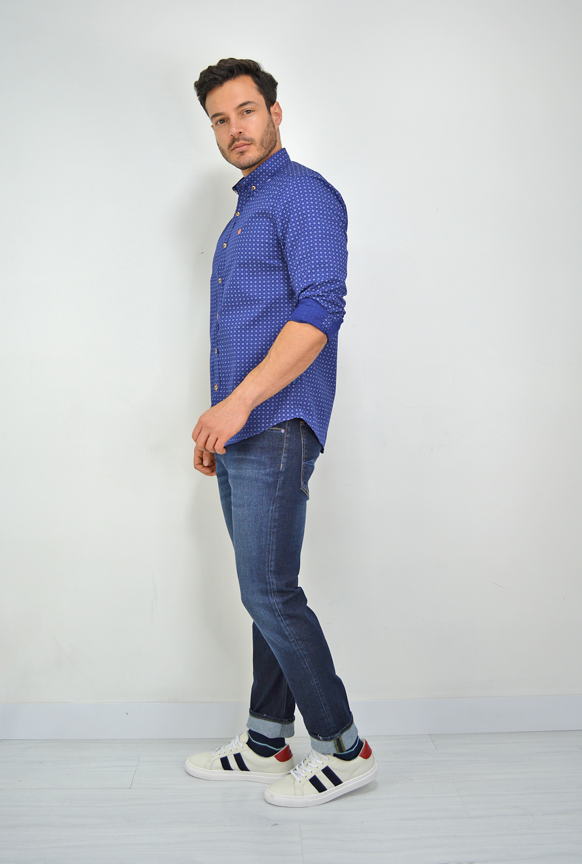 Camisa manga larga azul para hombre DMCMML03