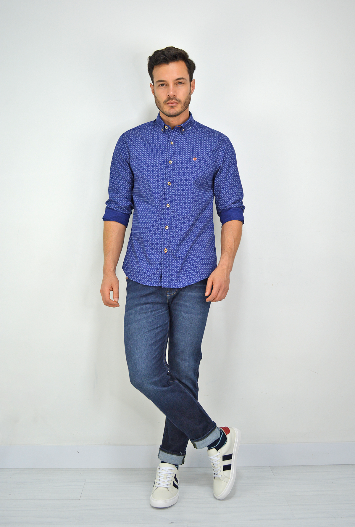 Camisa manga larga azul para hombre DMCMML03
