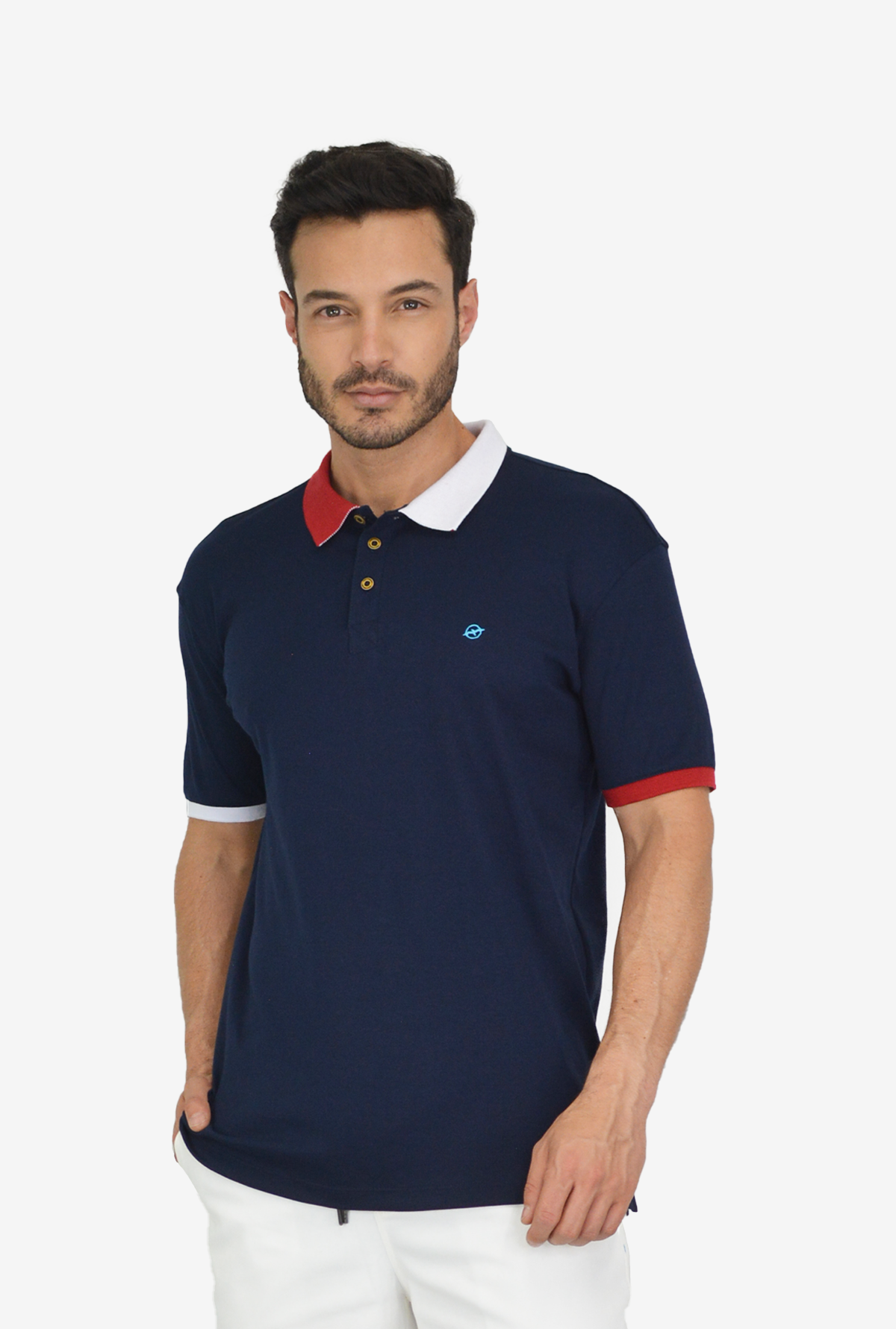Camiseta Tipo Polo Azul Oscuro Para Hombre DM12