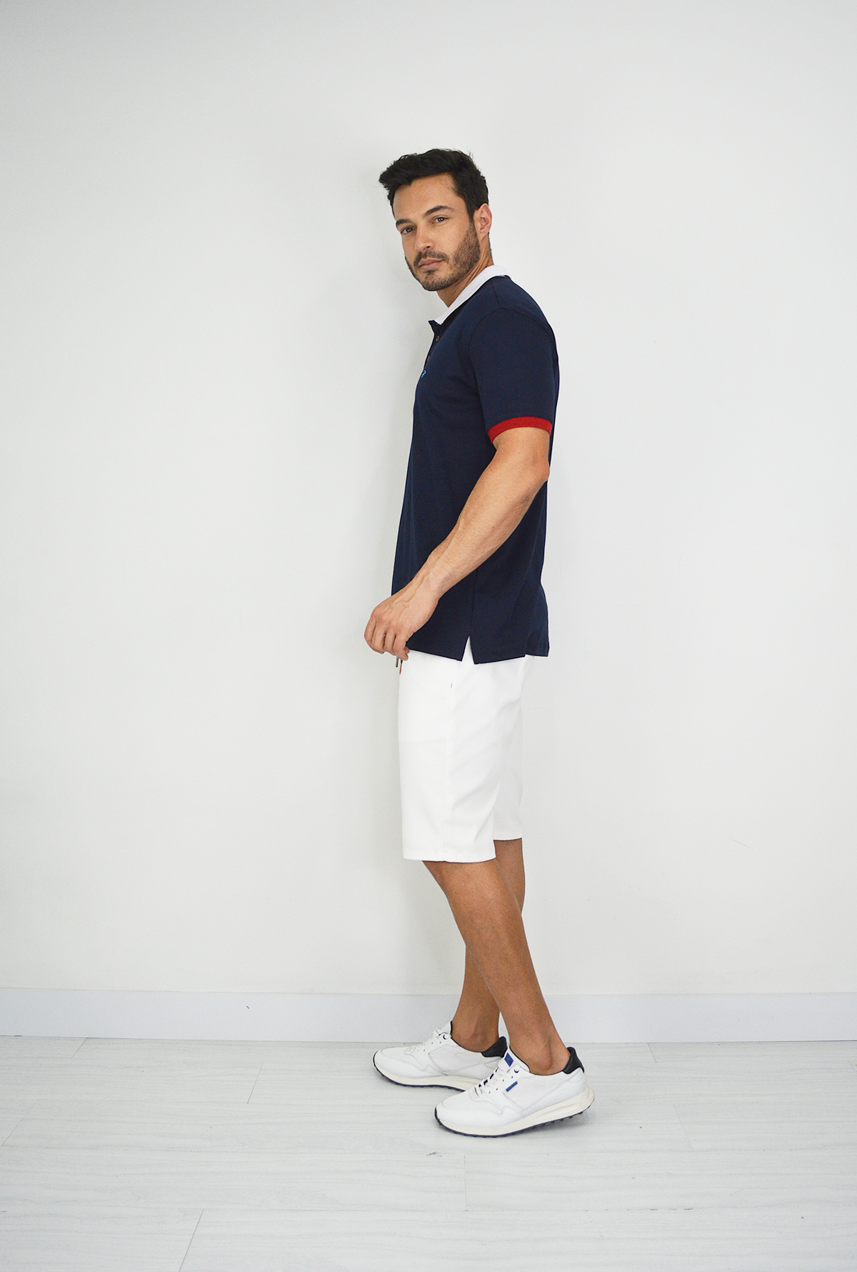 Camiseta Tipo Polo Azul Oscuro Para Hombre DM12