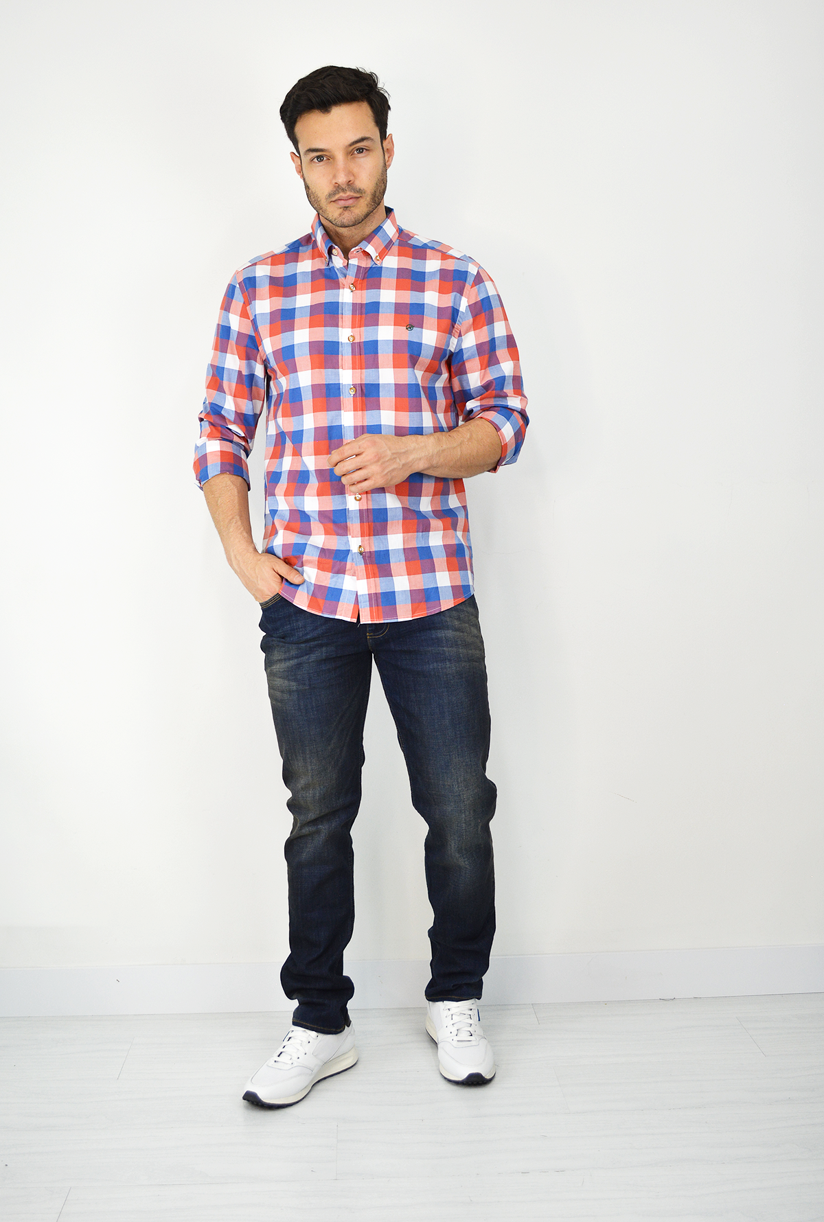Camisa Manga Larga Roja Para Hombre CML3070
