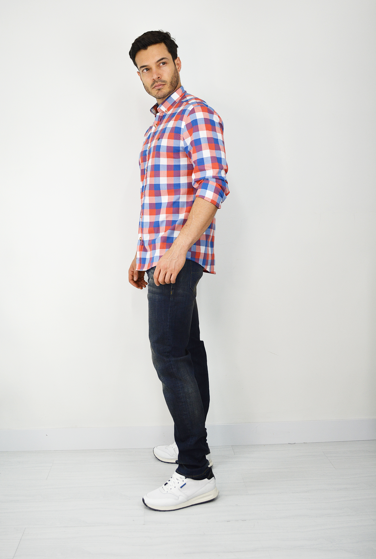 Camisa Manga Larga Roja Para Hombre CML3070