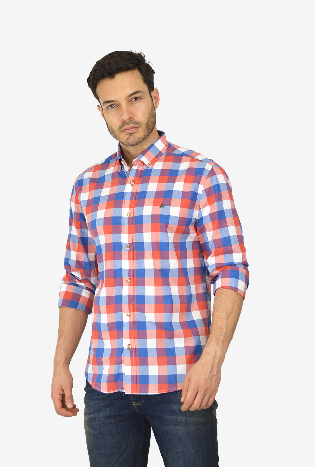 Camisa Manga Larga Roja Para Hombre CML3070