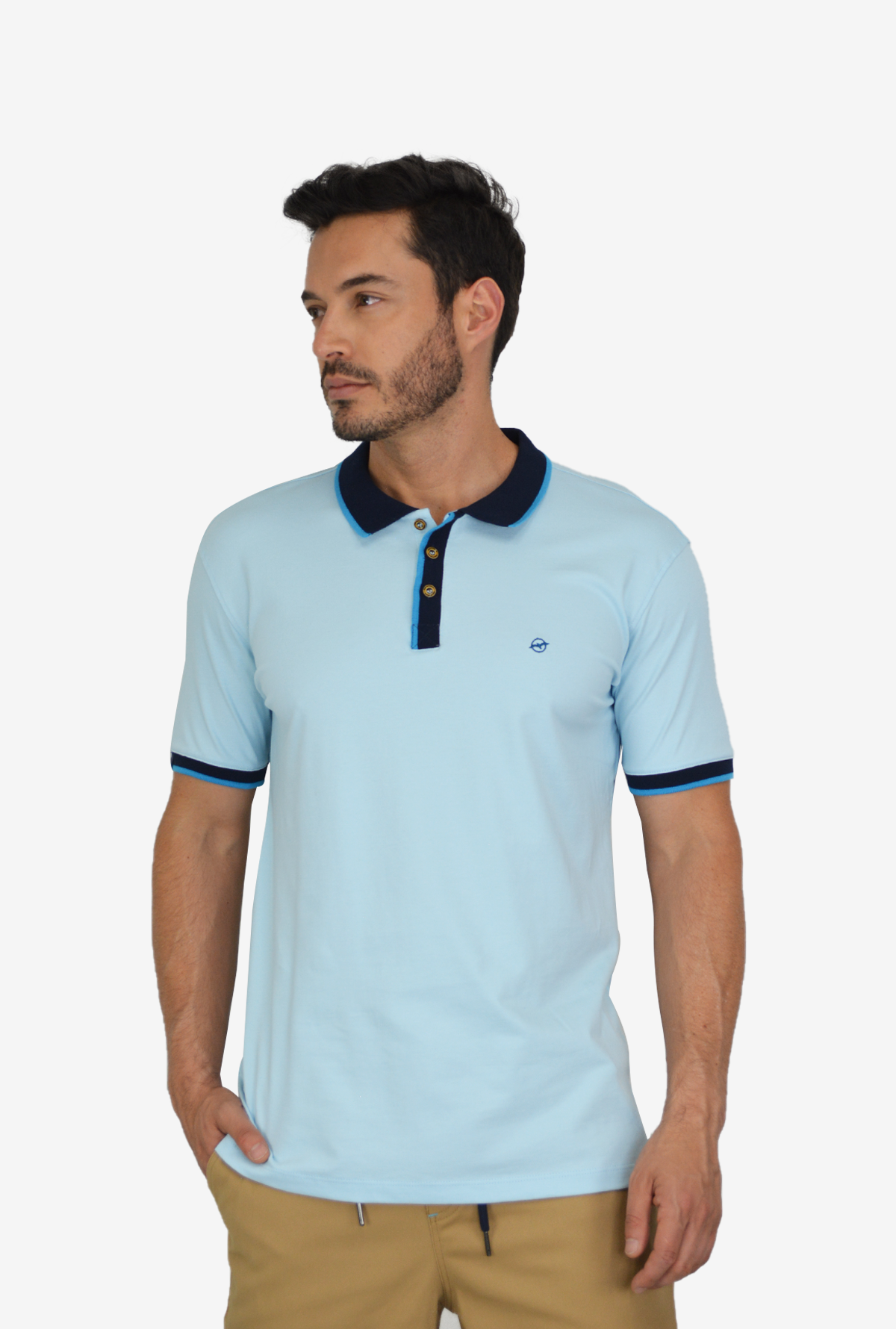 Camiseta Tipo Polo Azul Para Hombre DMP013