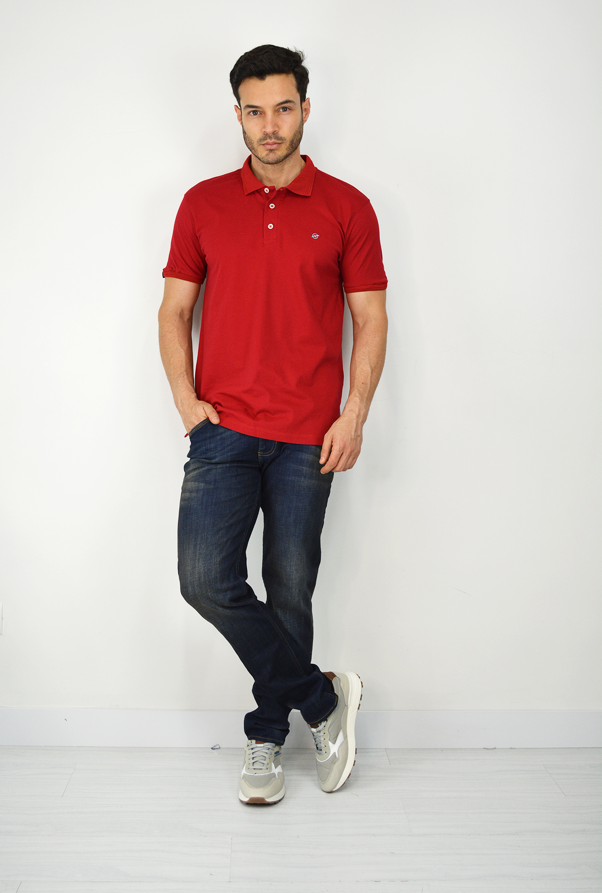 Camiseta Tipo Polo Para Hombre Roja CPB07