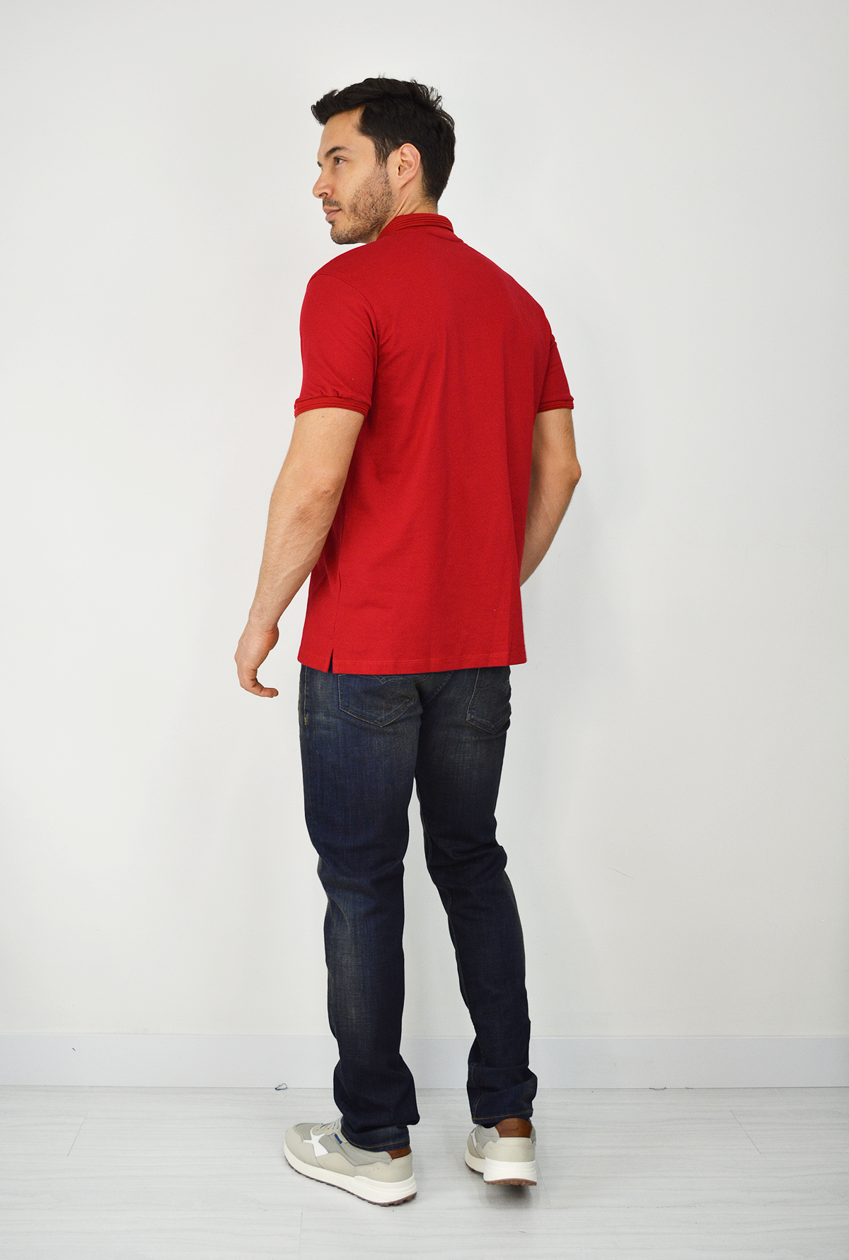 Camiseta Tipo Polo Para Hombre Roja CPB07