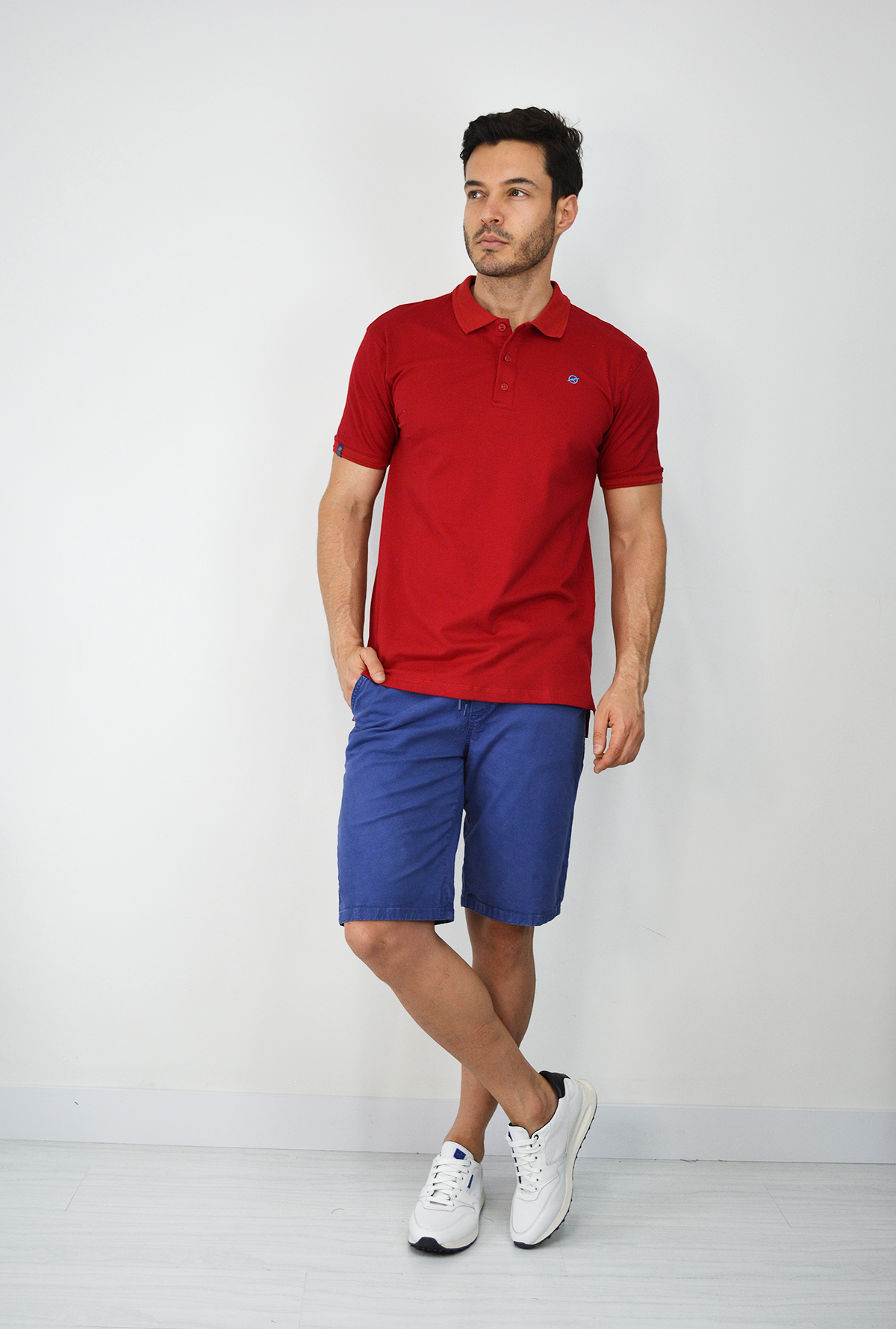 Camiseta Tipo Polo Para Hombre Roja CPB06