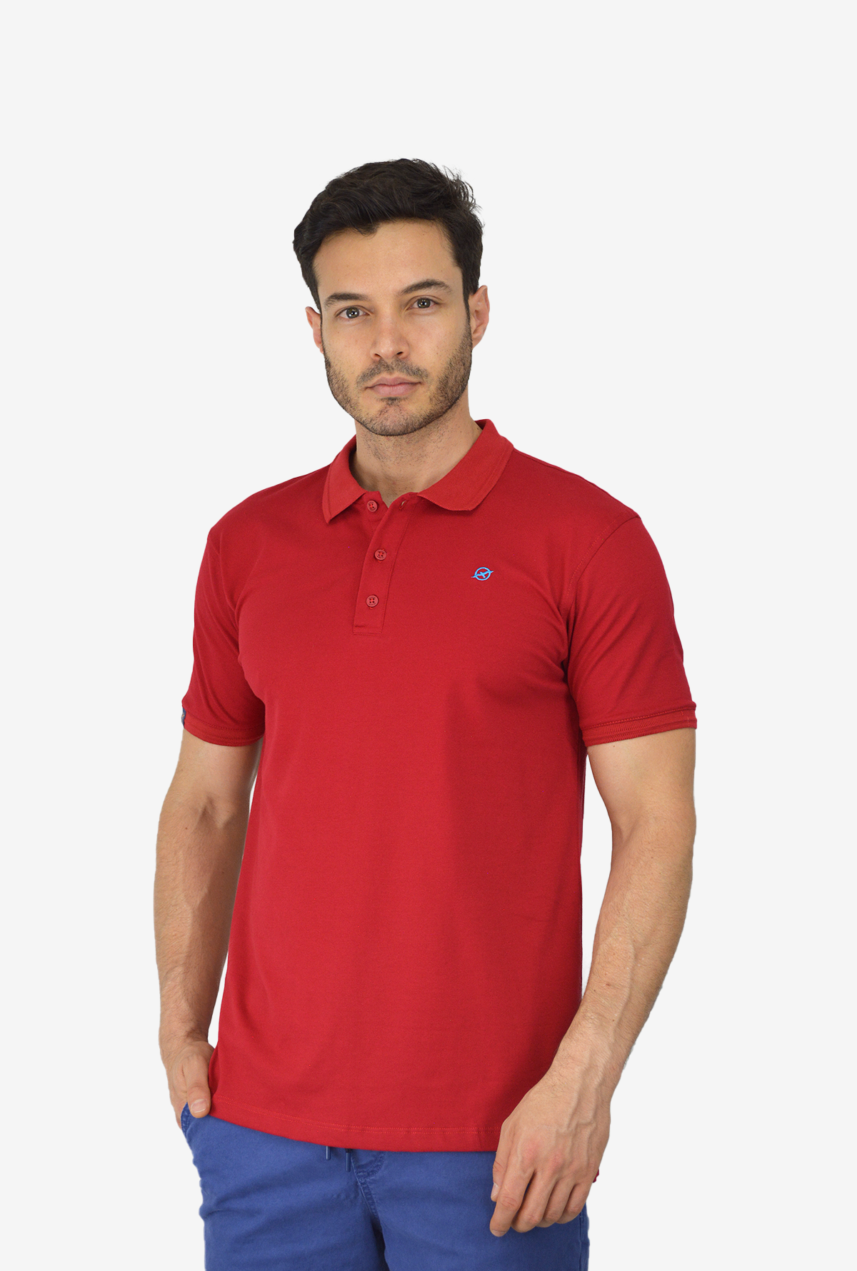 Camiseta Tipo Polo Para Hombre Roja CPB06