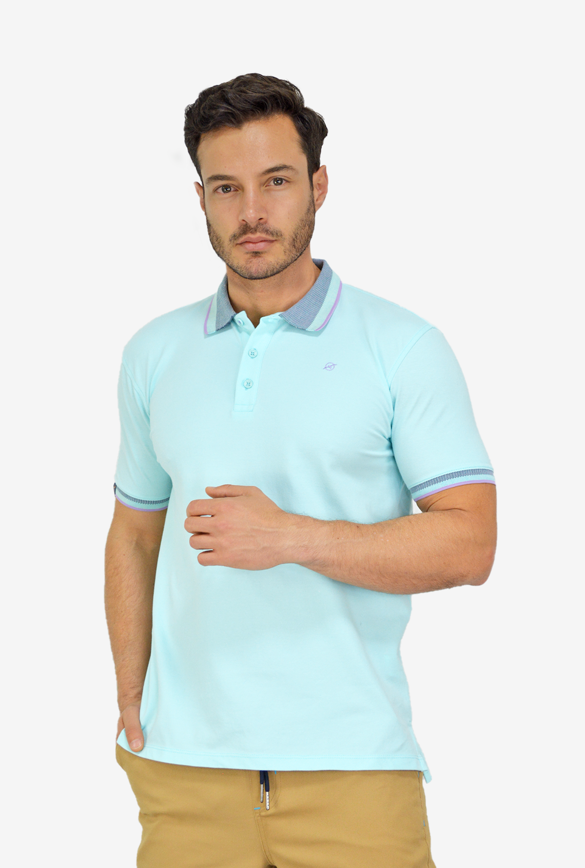 Camiseta  azul de hombre tipo polo CP023