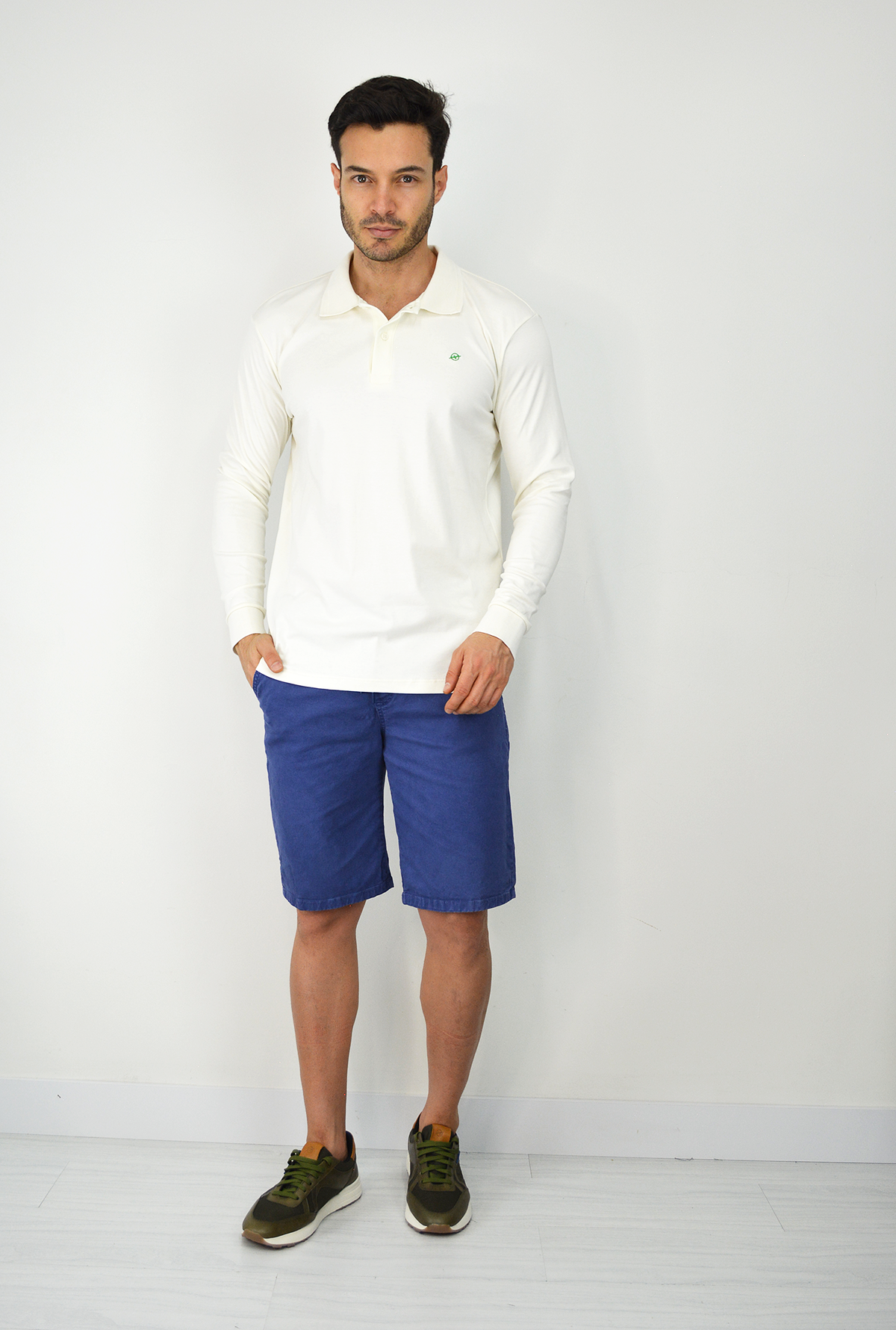 Polo Manga Larga Para Hombre Marfil CPL3039