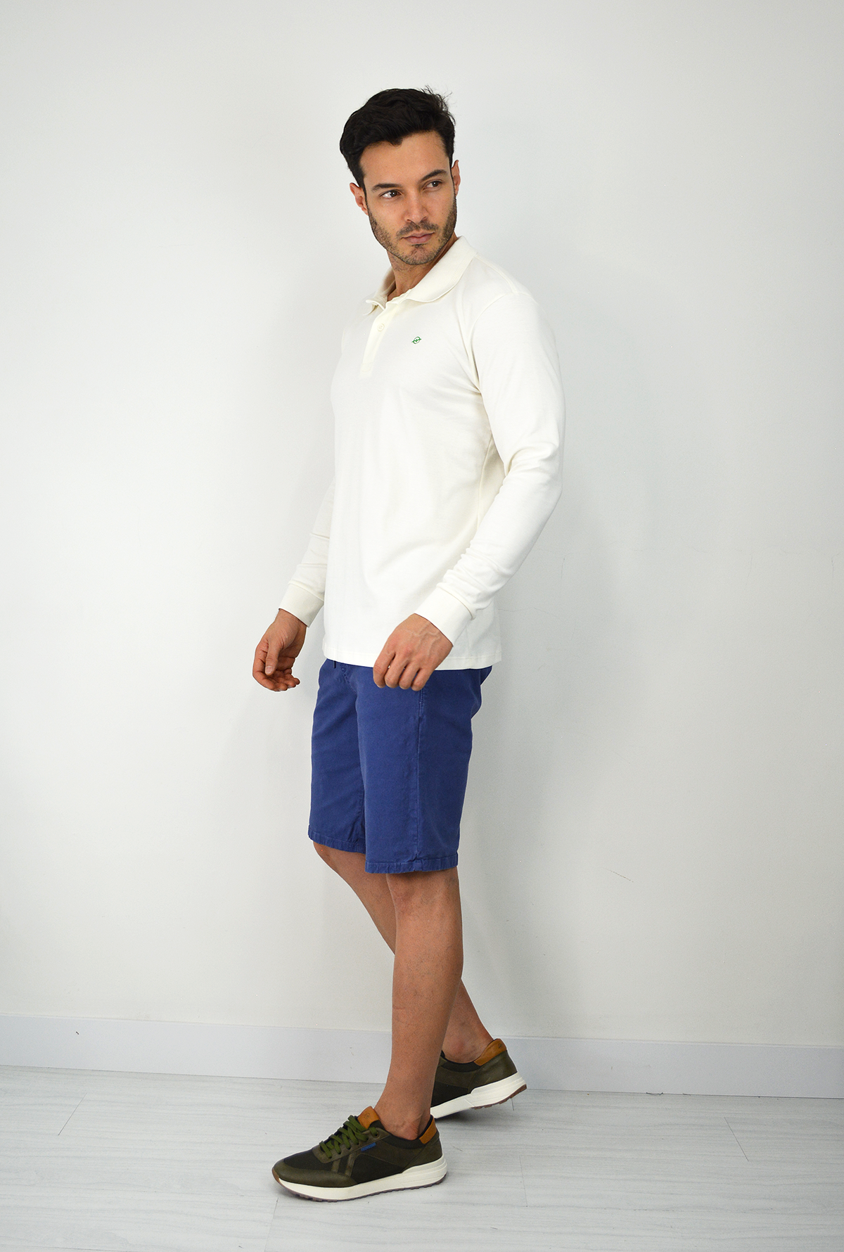 Polo Manga Larga Para Hombre Marfil CPL3039
